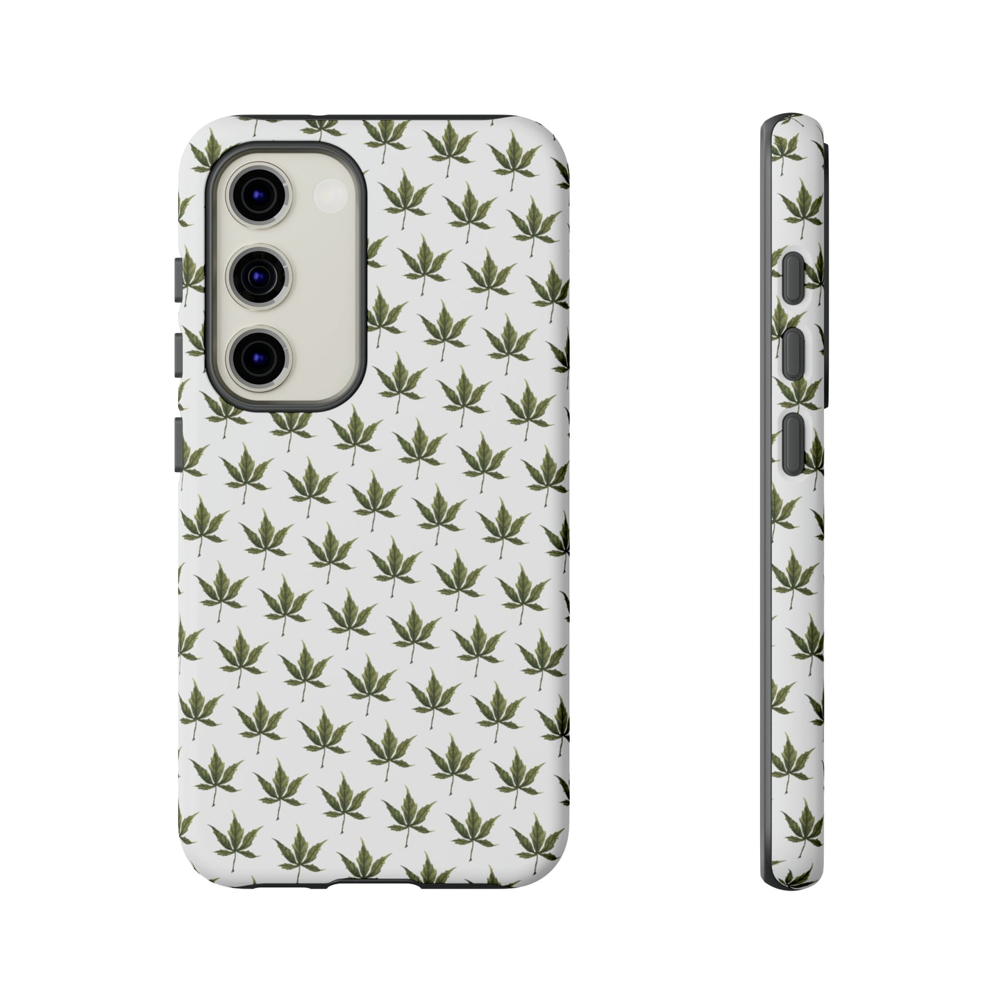 Tough Cell Phone Cases - Mini Cannabis Leaf on White