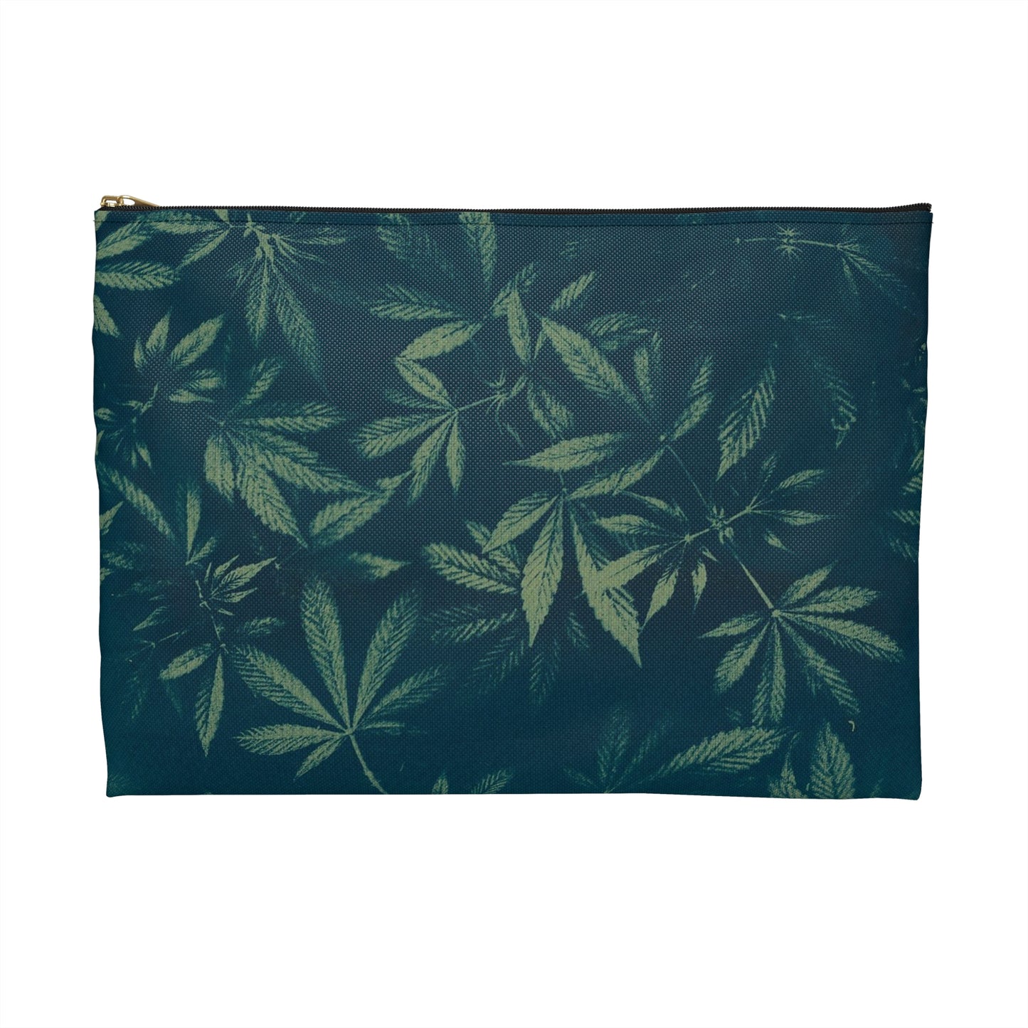 Flat Accessory Pouch - Cyanotype on Olive Print