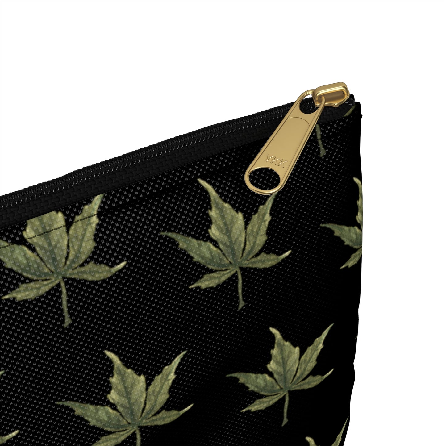 Flat Accessory Pouch - Mini Cannabis Leaf Print on Black