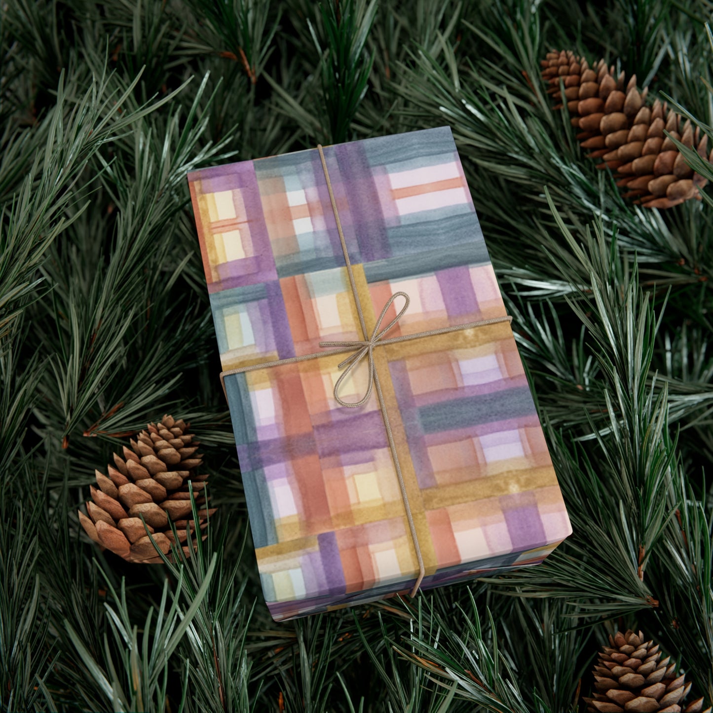 Gift Wrap Papers - Painterly Plaid, Warm Colors Wrapping Paper