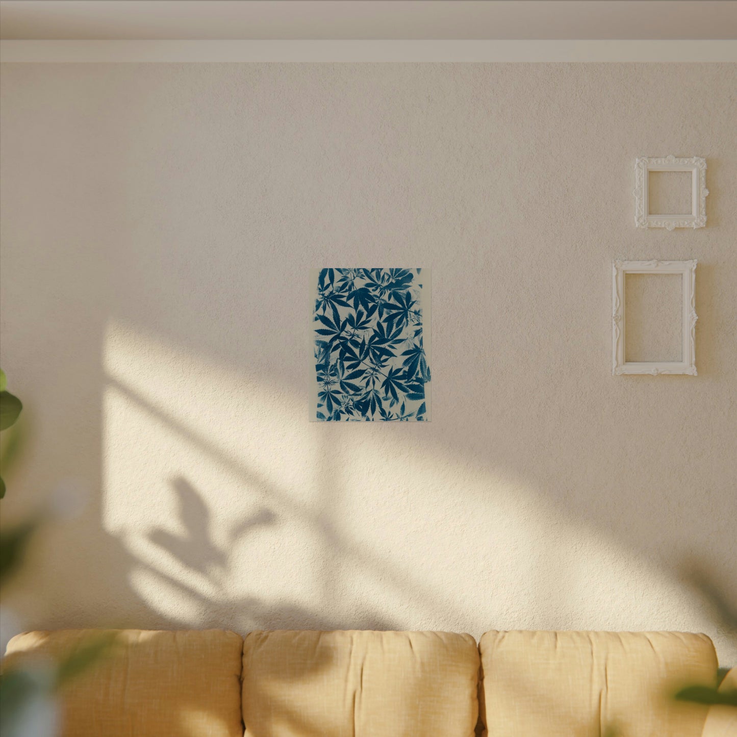 Fine Art Reproductions - Archival, Textured Watercolor Matte Prints - Cannabis Cyanotype on Ivory Print