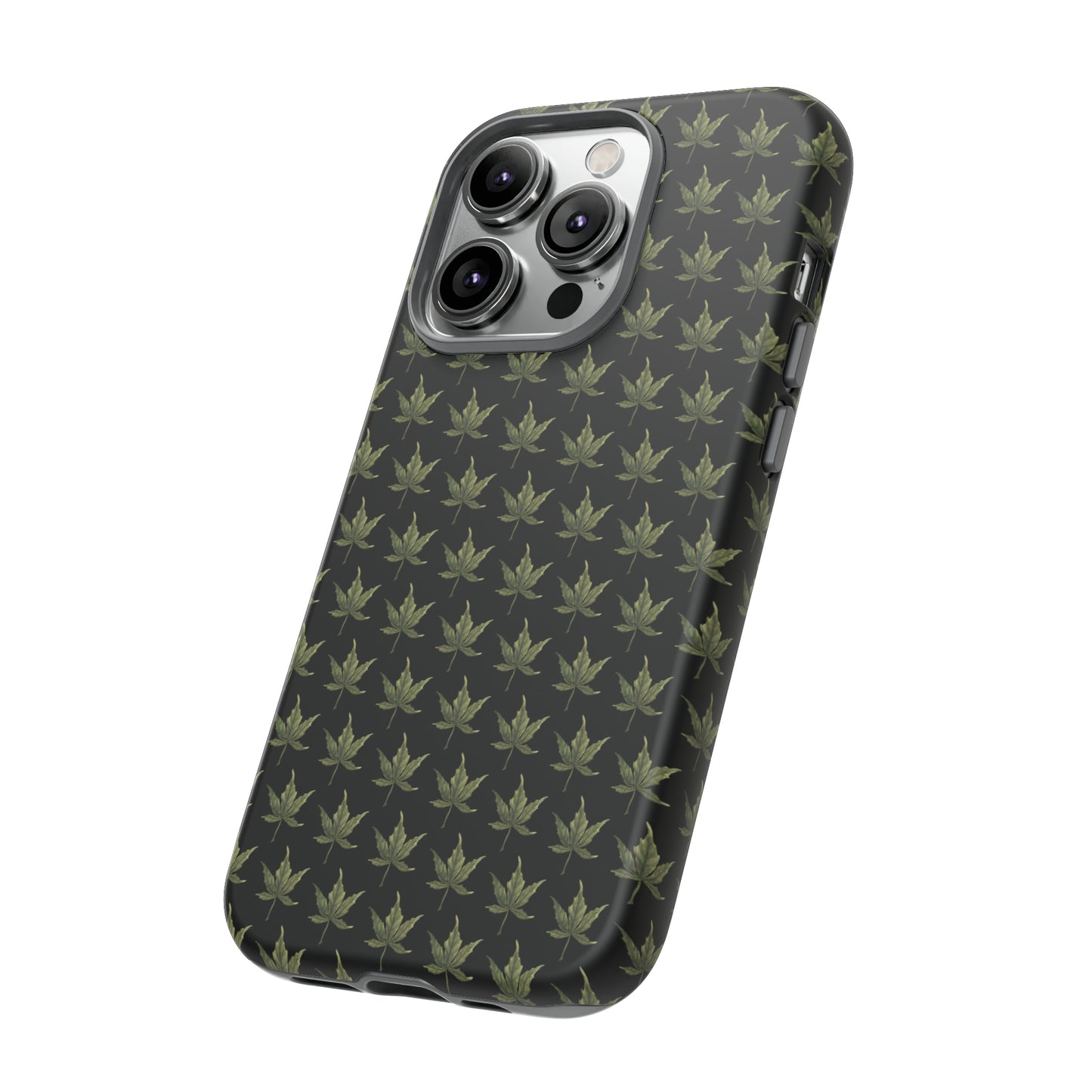 Tough Cell Phone Cases - Mini Cannabis Leaf on Black