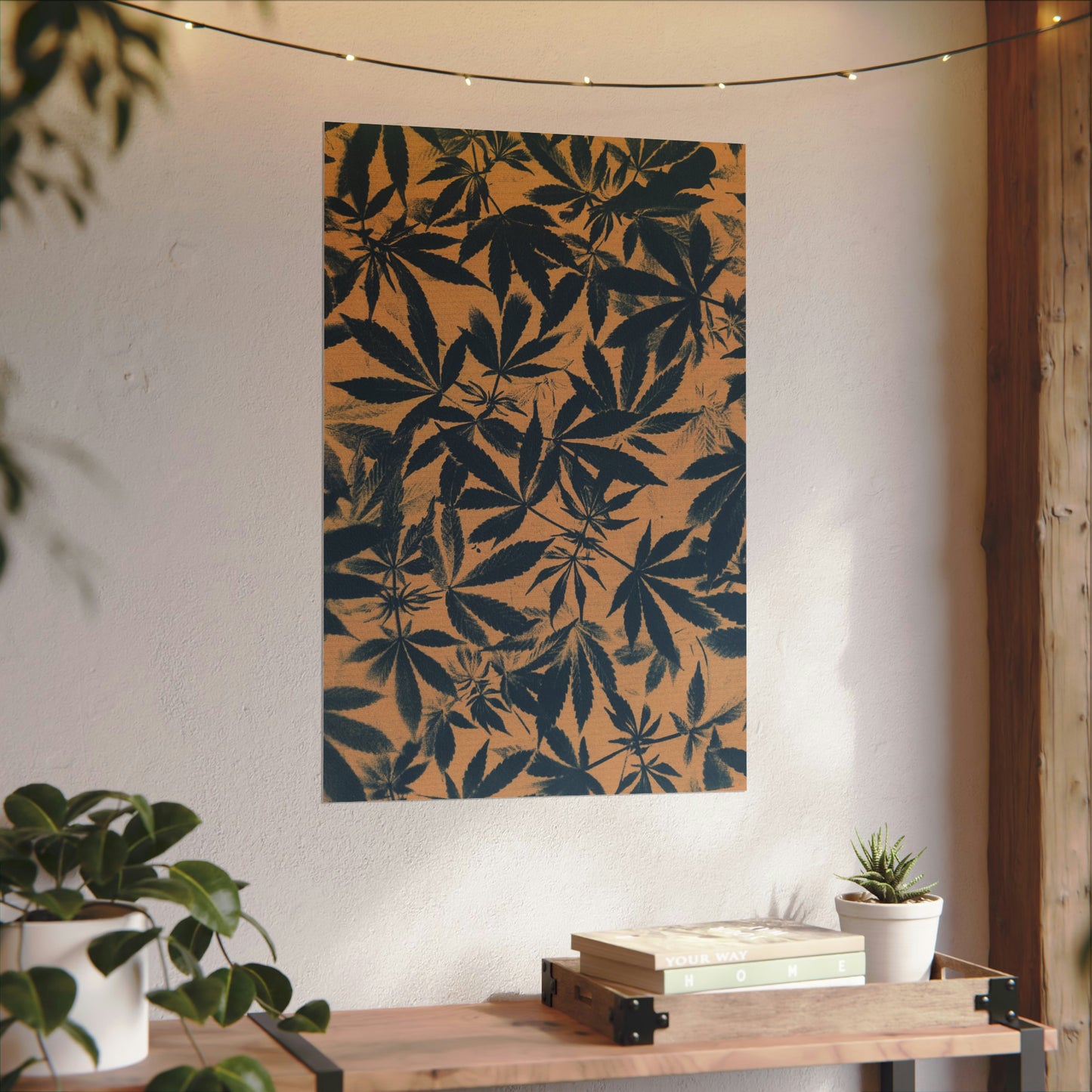 Fine Art Reproductions - Archival, Textured Watercolor Matte Prints - Cannabis Cyanotype on Amber Print