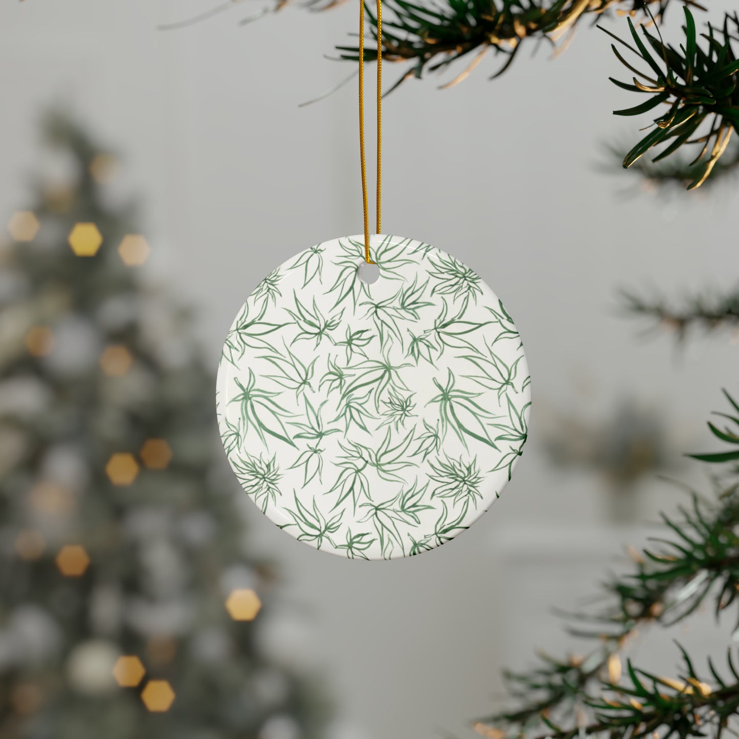 Ceramic Holiday Ornaments - Sketches in Green