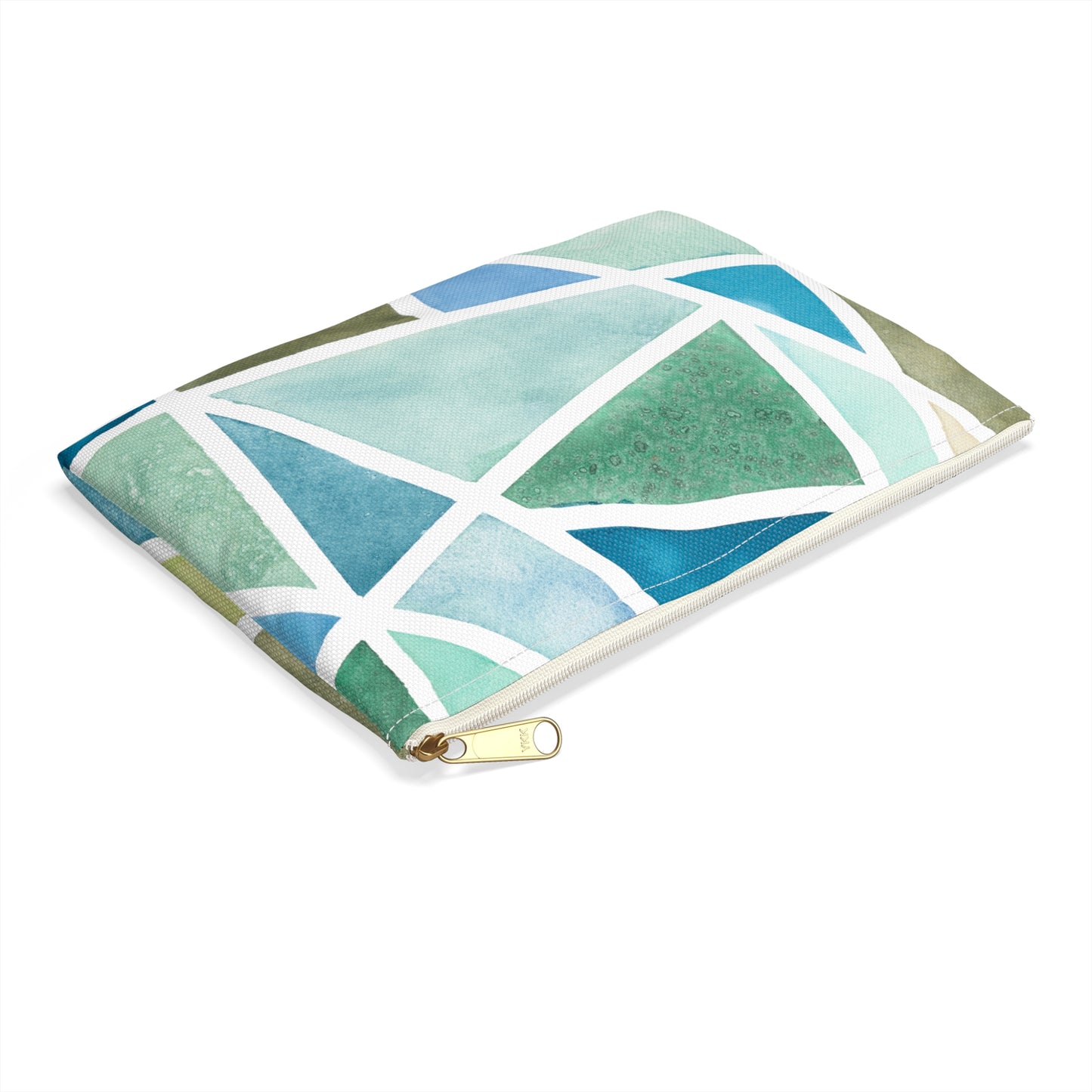 Flat Accessory Pouch - Geo Blues & Greens