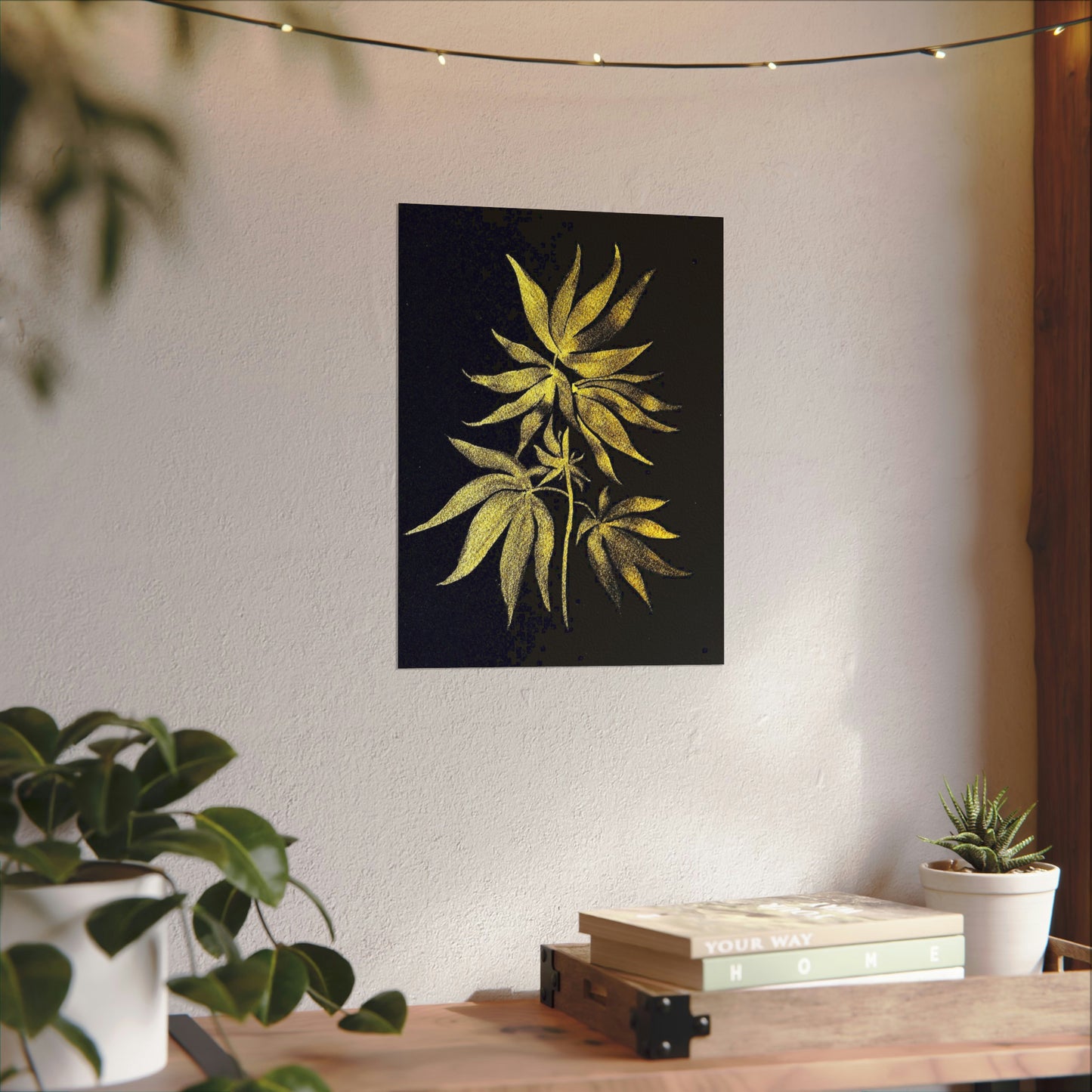 Fine Art Reproductions - Archival, Textured Watercolor Matte Prints - Gold Cannabis Plant