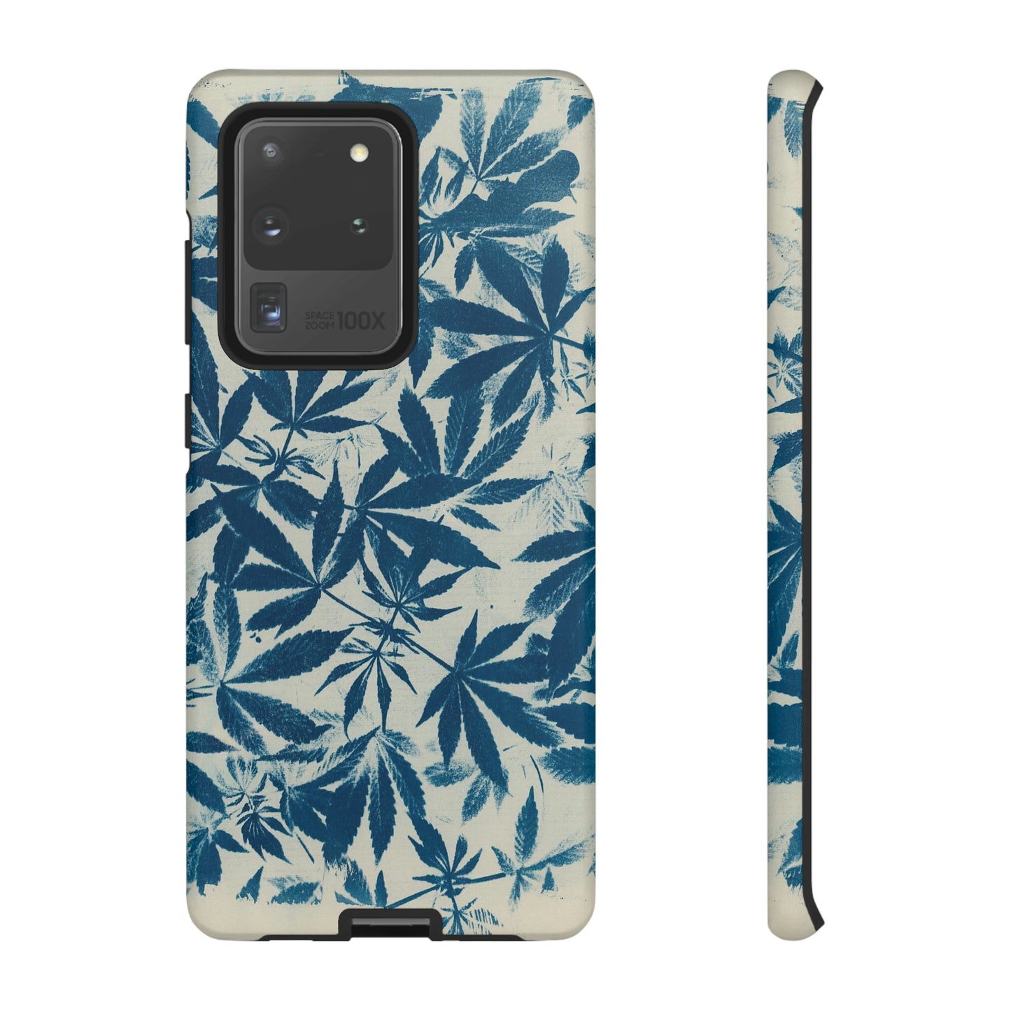 Tough Cell Phone Cases -Cannabis Field Cyanotype on Ivory Print