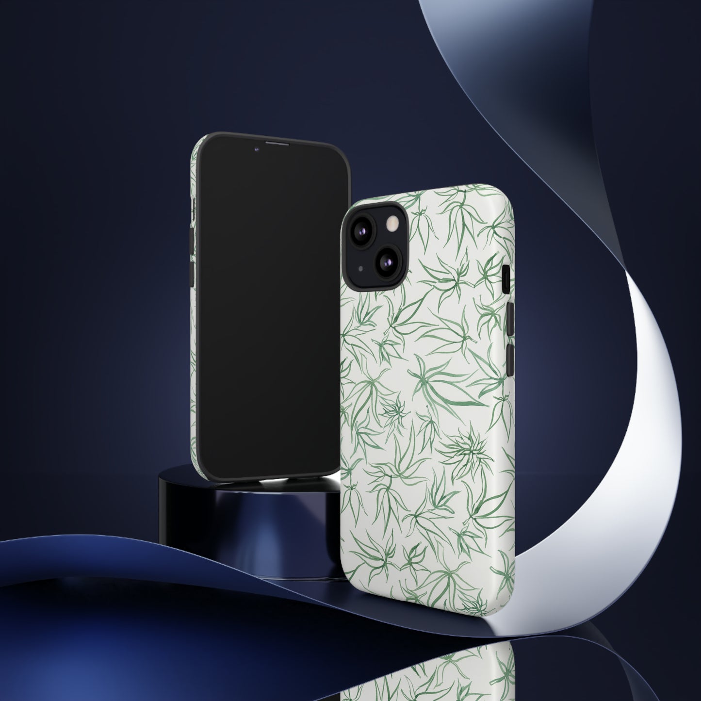 Tough Cell Phone Cases - Cannabis Sketches in Green