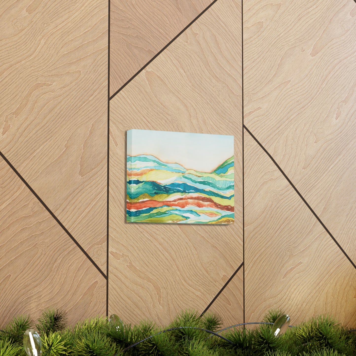 Canvas Gallery Wrap Prints - Abstract Watercolor Mountain Landscape