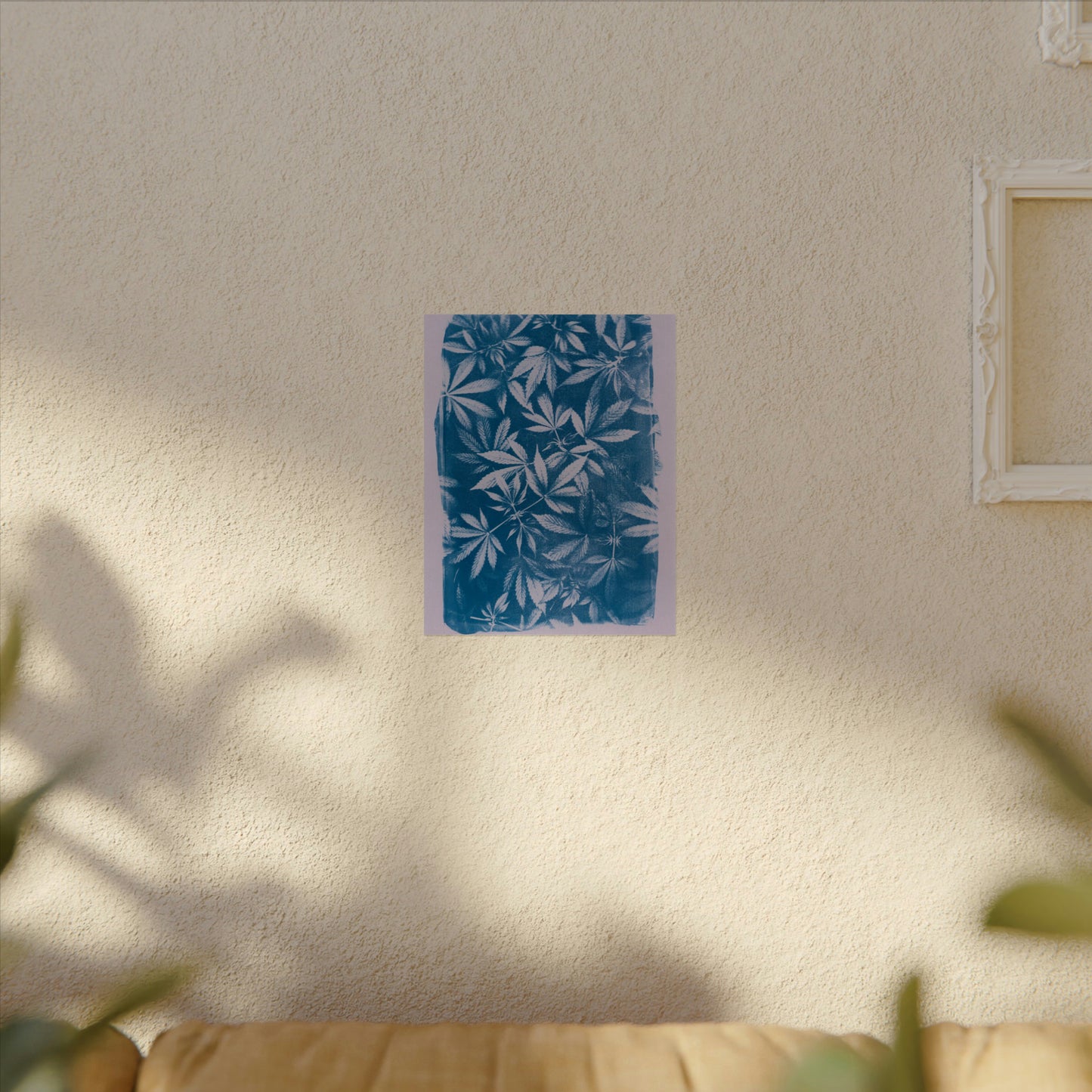 Fine Art Reproductions - Archival, Textured Watercolor Matte Prints - Cannabis Cyanotype on Lavender Print