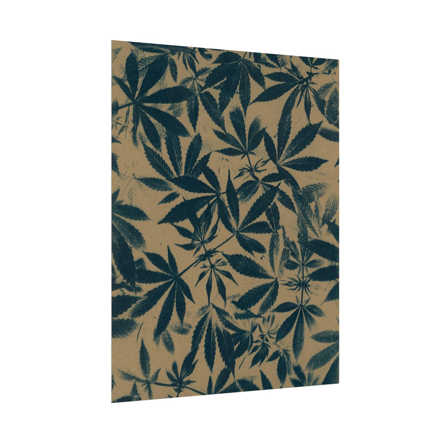 Fine Art Reproductions - Archival, Textured Watercolor Matte Prints - Cannabis Cyanotype on Kraft Print