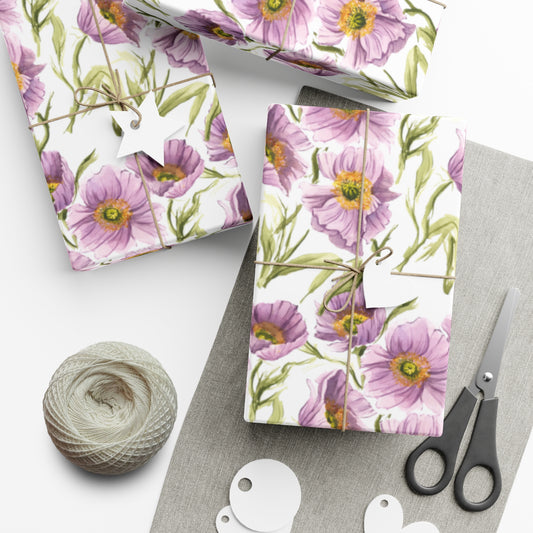 Gift Wrap Papers - Lilac Poppies Wrapping Paper