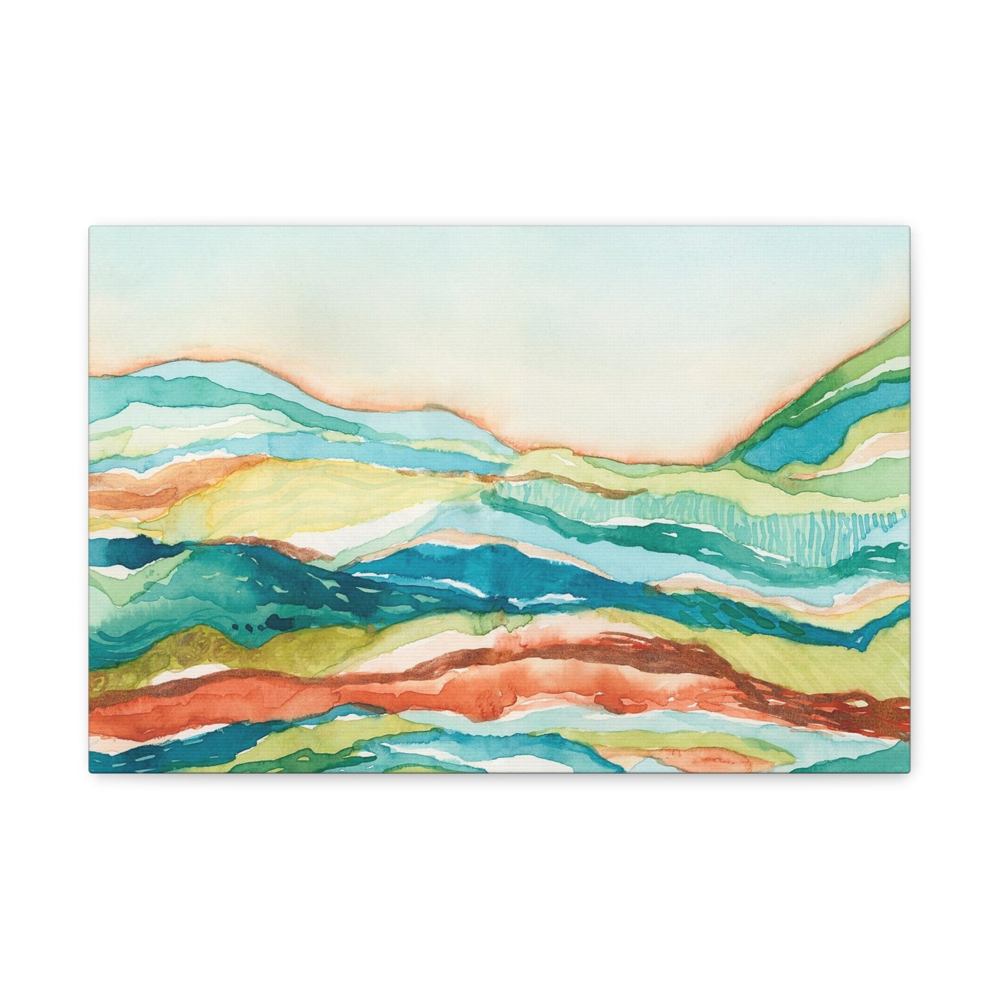 Canvas Gallery Wrap Prints - Abstract Watercolor Mountain Landscape