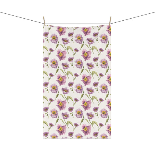 100% Cotton Twill Kitchen Towel - Lilac Poppies