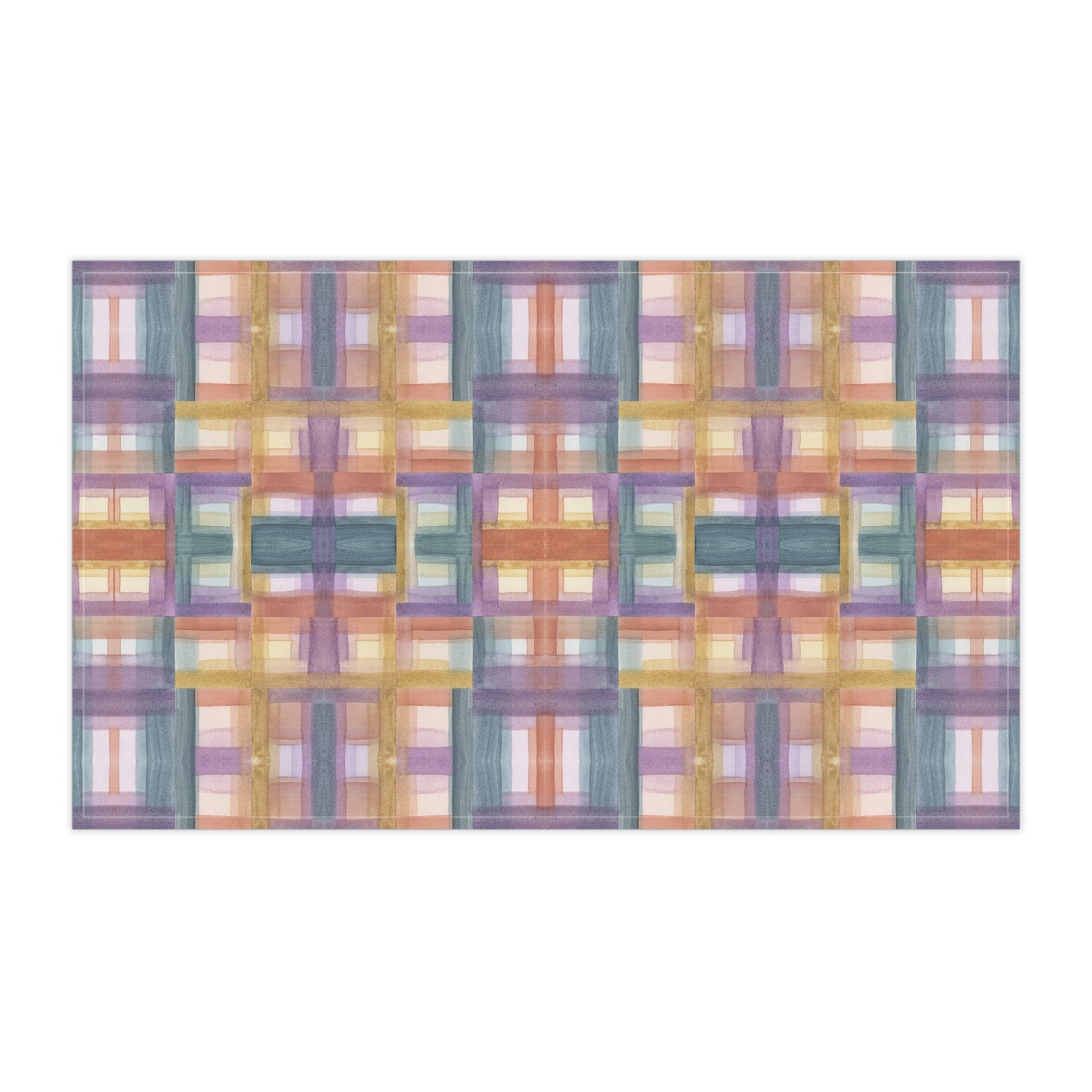 100% Cotton Twill Kitchen Towel - Painterly Plaid (warm colors)