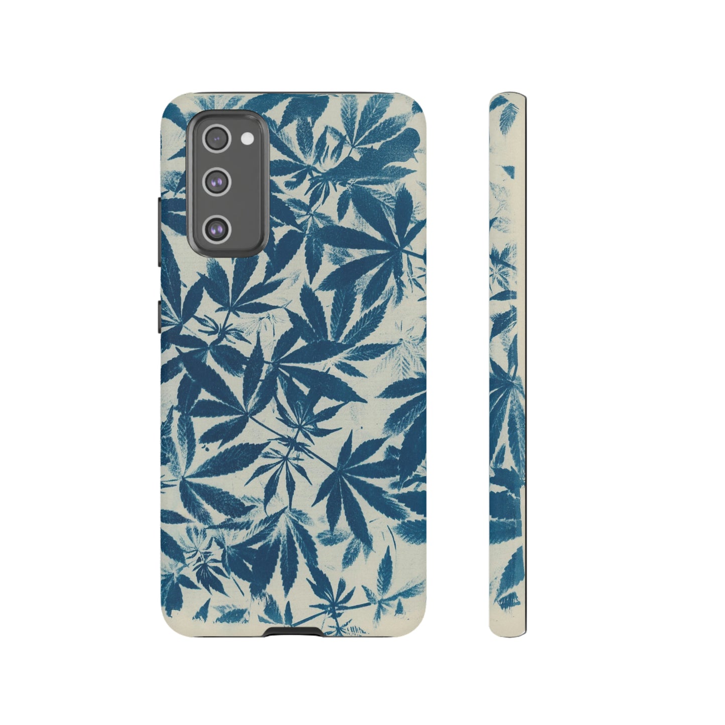 Tough Cell Phone Cases -Cannabis Field Cyanotype on Ivory Print