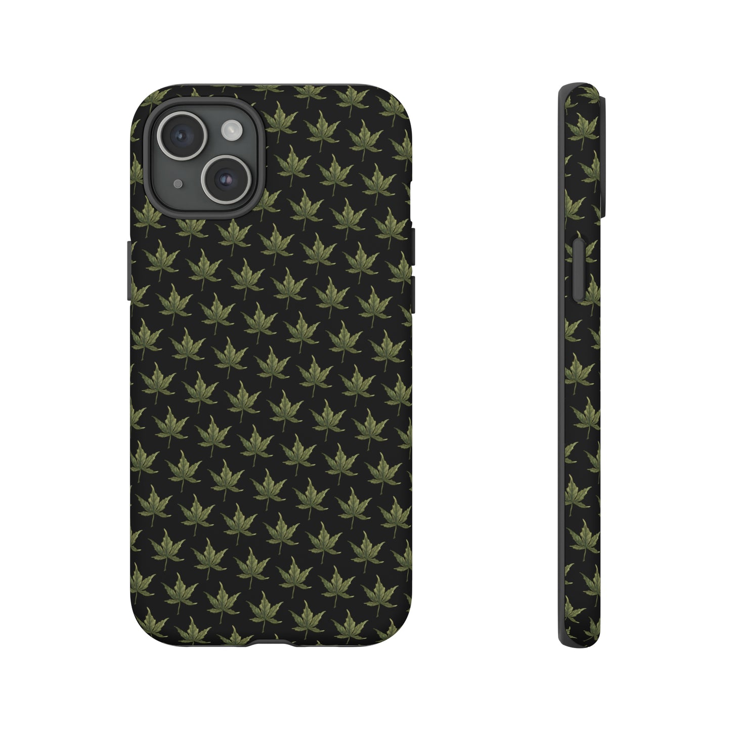 Tough Cell Phone Cases - Mini Cannabis Leaf on Black