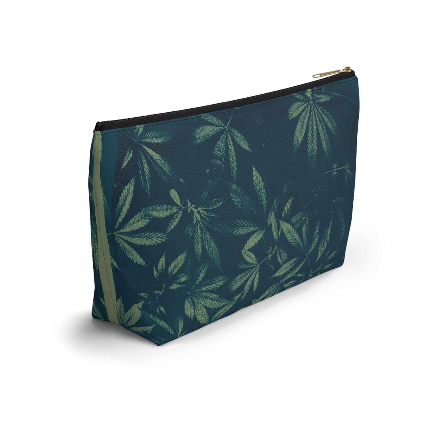 Roomy Accessory Pouch - Cyanotype on Green