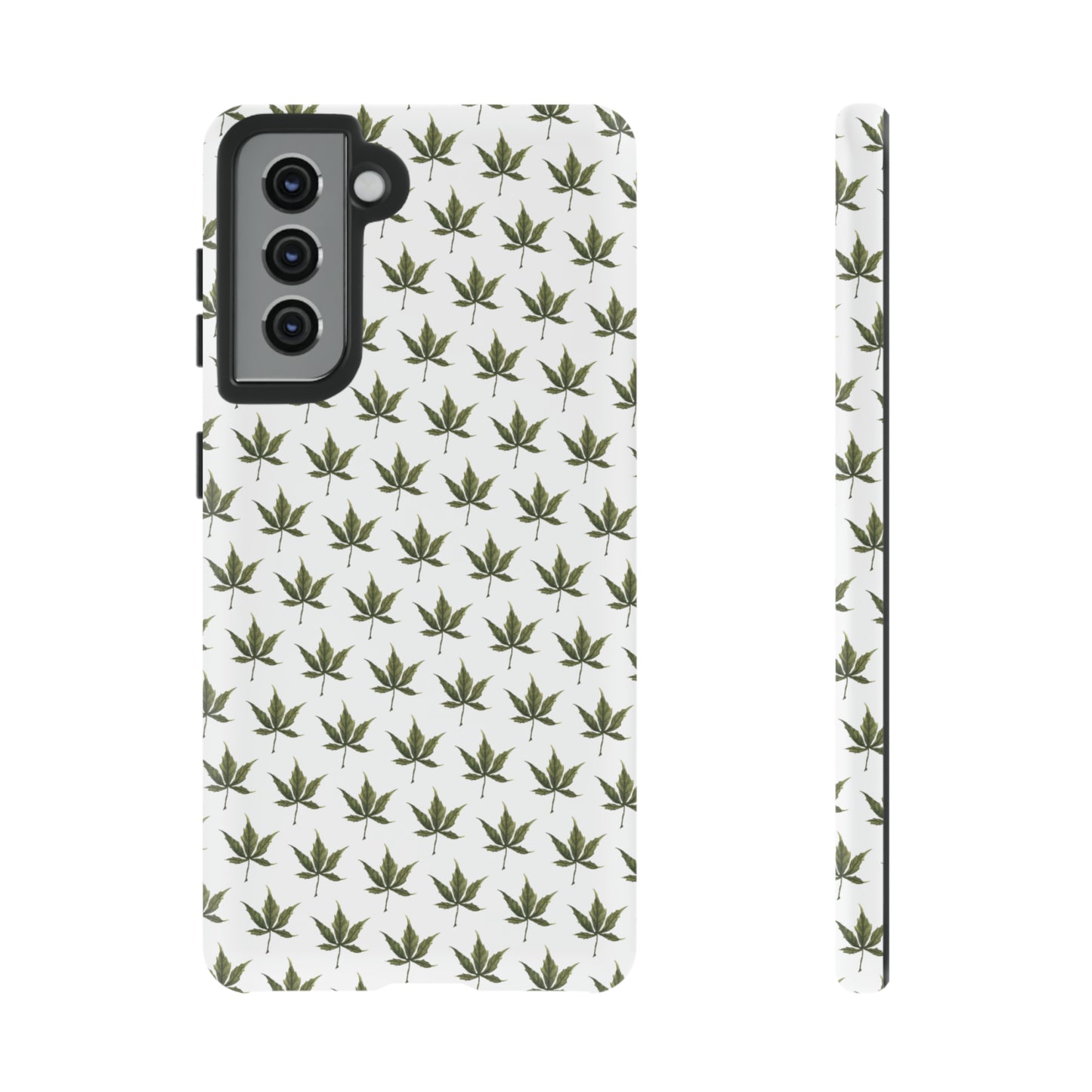 Tough Cell Phone Cases - Mini Cannabis Leaf on White