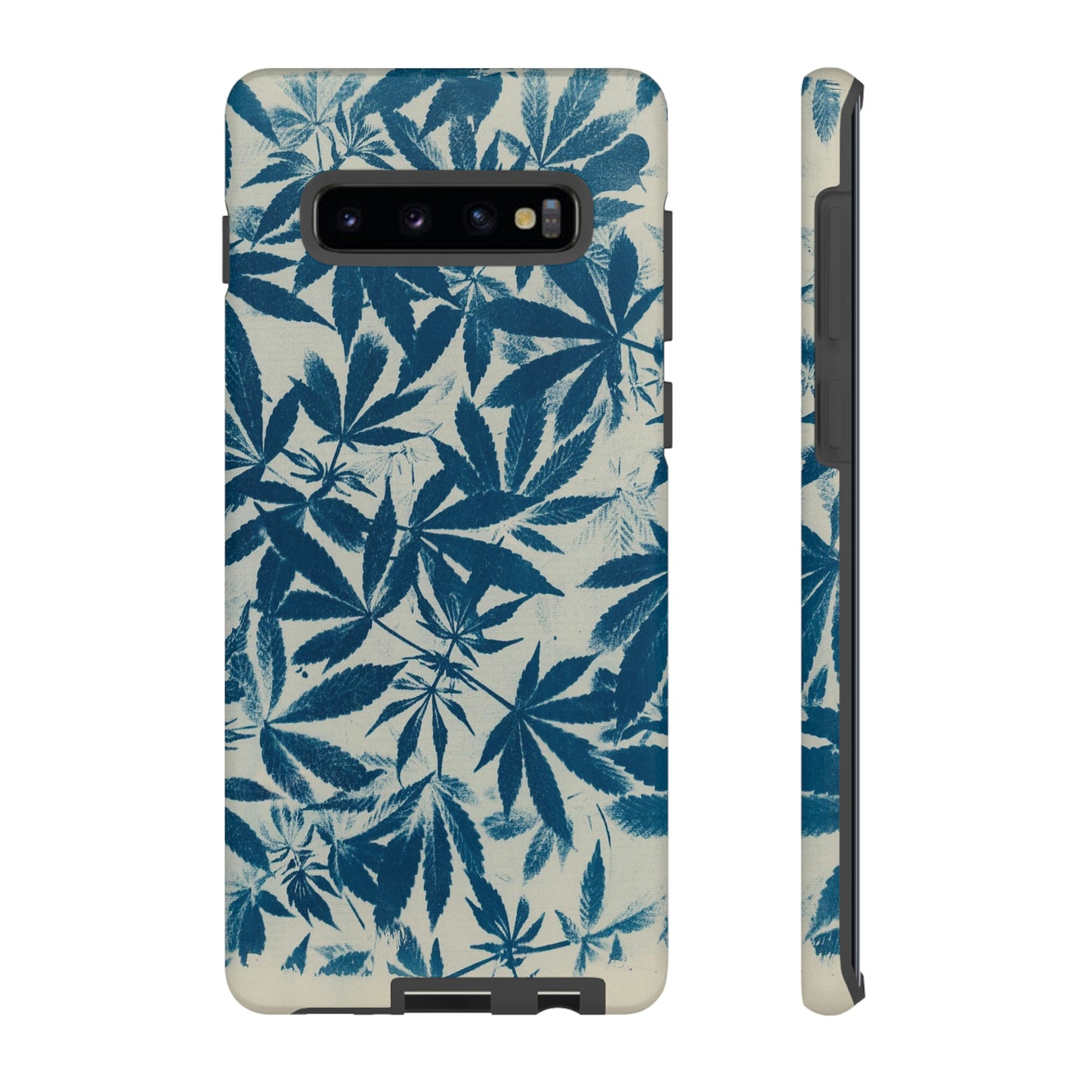 Tough Cell Phone Cases -Cannabis Field Cyanotype on Ivory Print