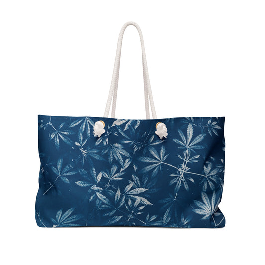 Oversized Weekender Bag - Cannabis Field Cyanotype Print 3