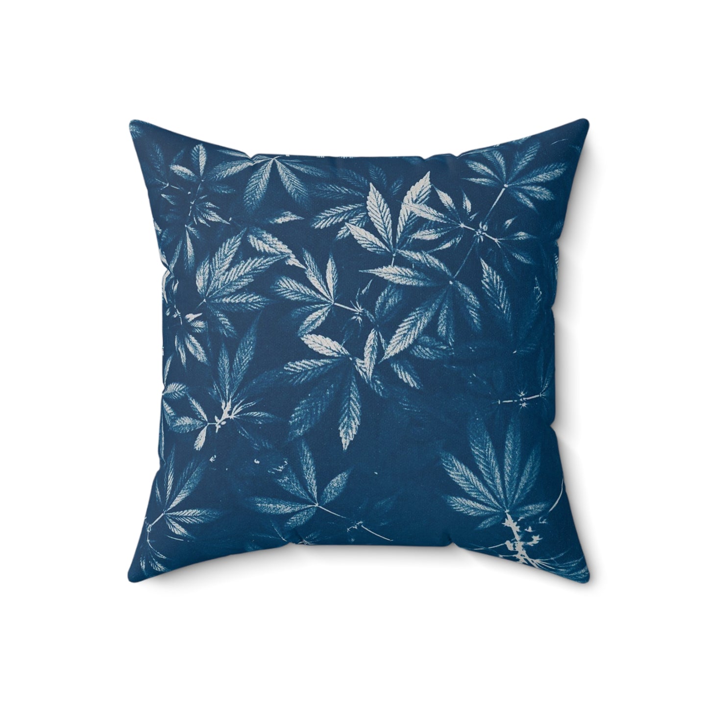 Faux Suede Square Pillow - Cyanotype Print 2