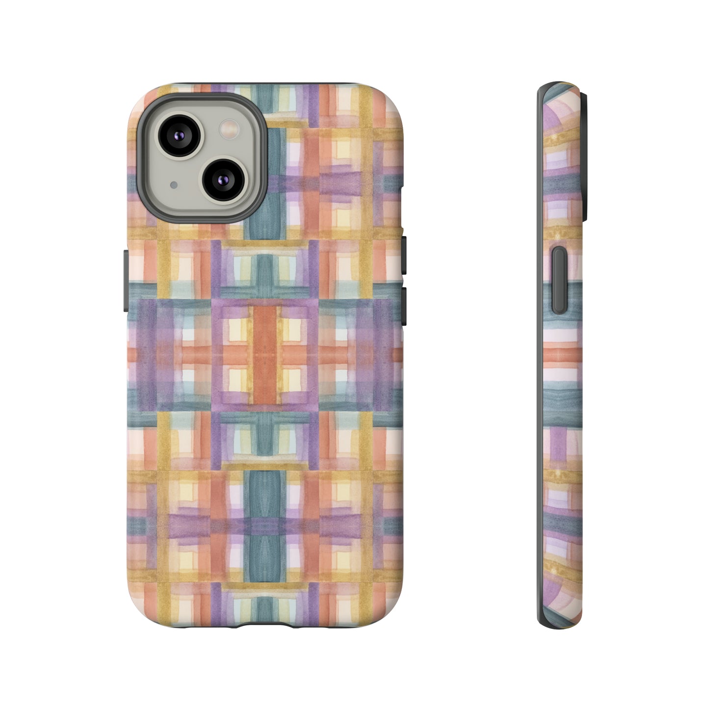 Tough Cell Phone Cases - Painterly Plaid, Warm Colors