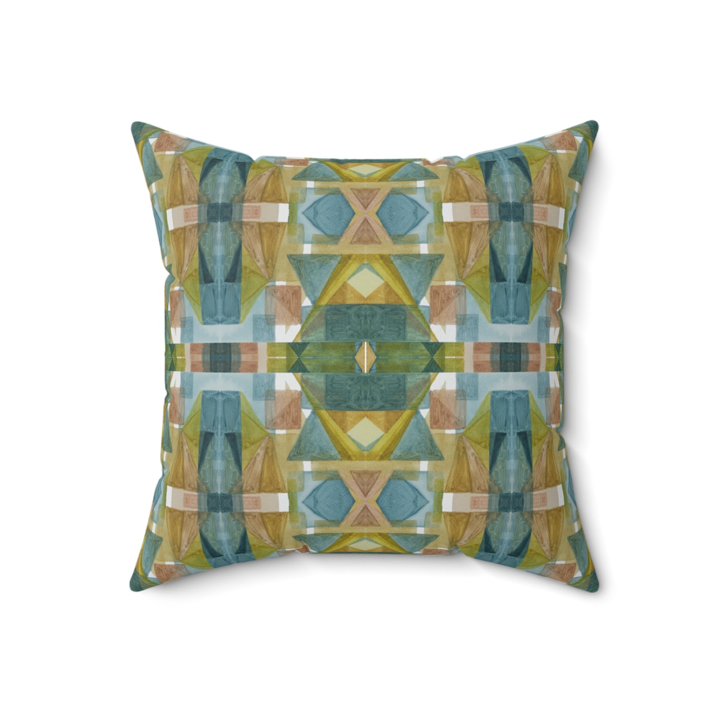 Faux Suede Square Pillow - Painterly Plaid, Cool Colors