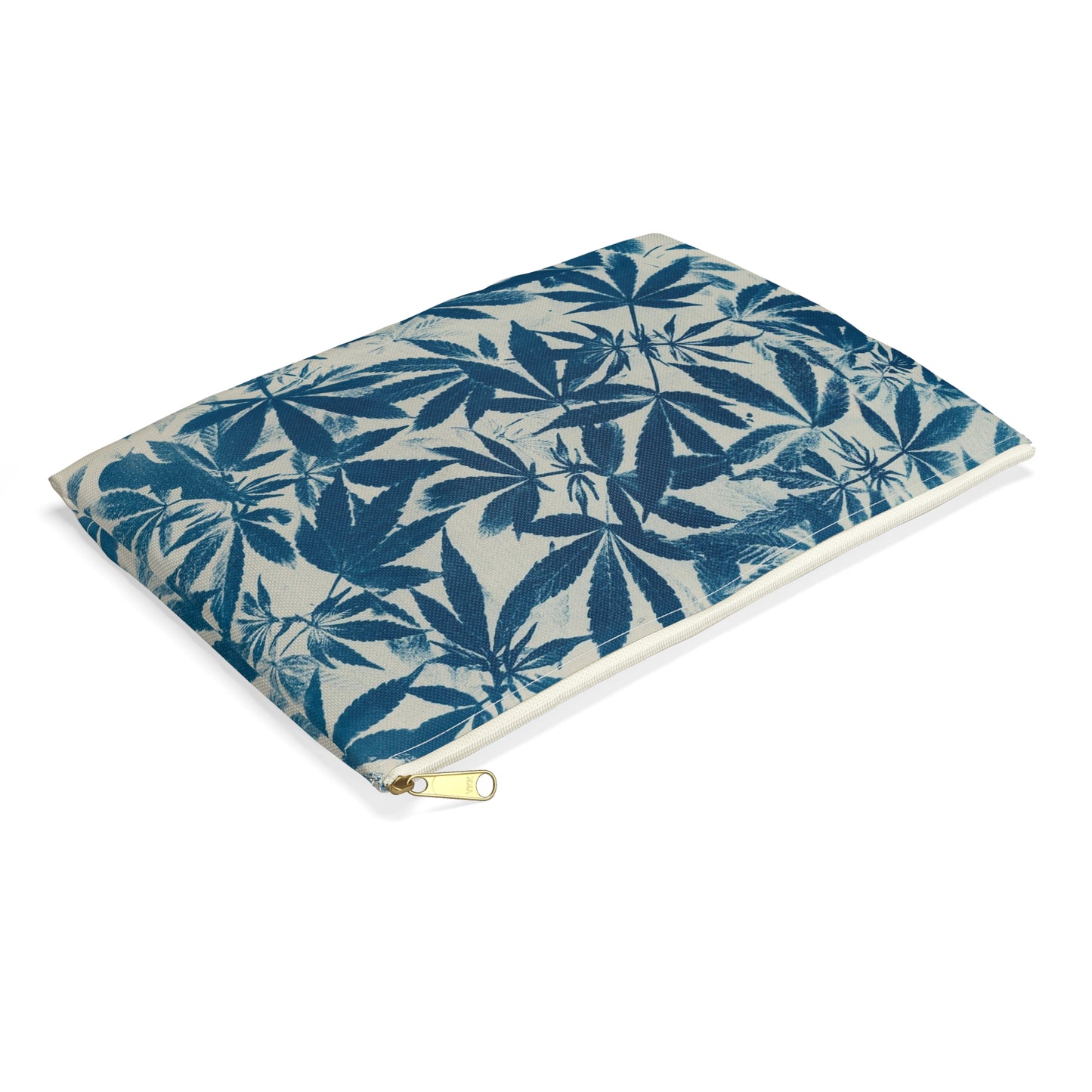 Flat Accessory Pouch - Cannabis Field Cyanotype on Ivory Print