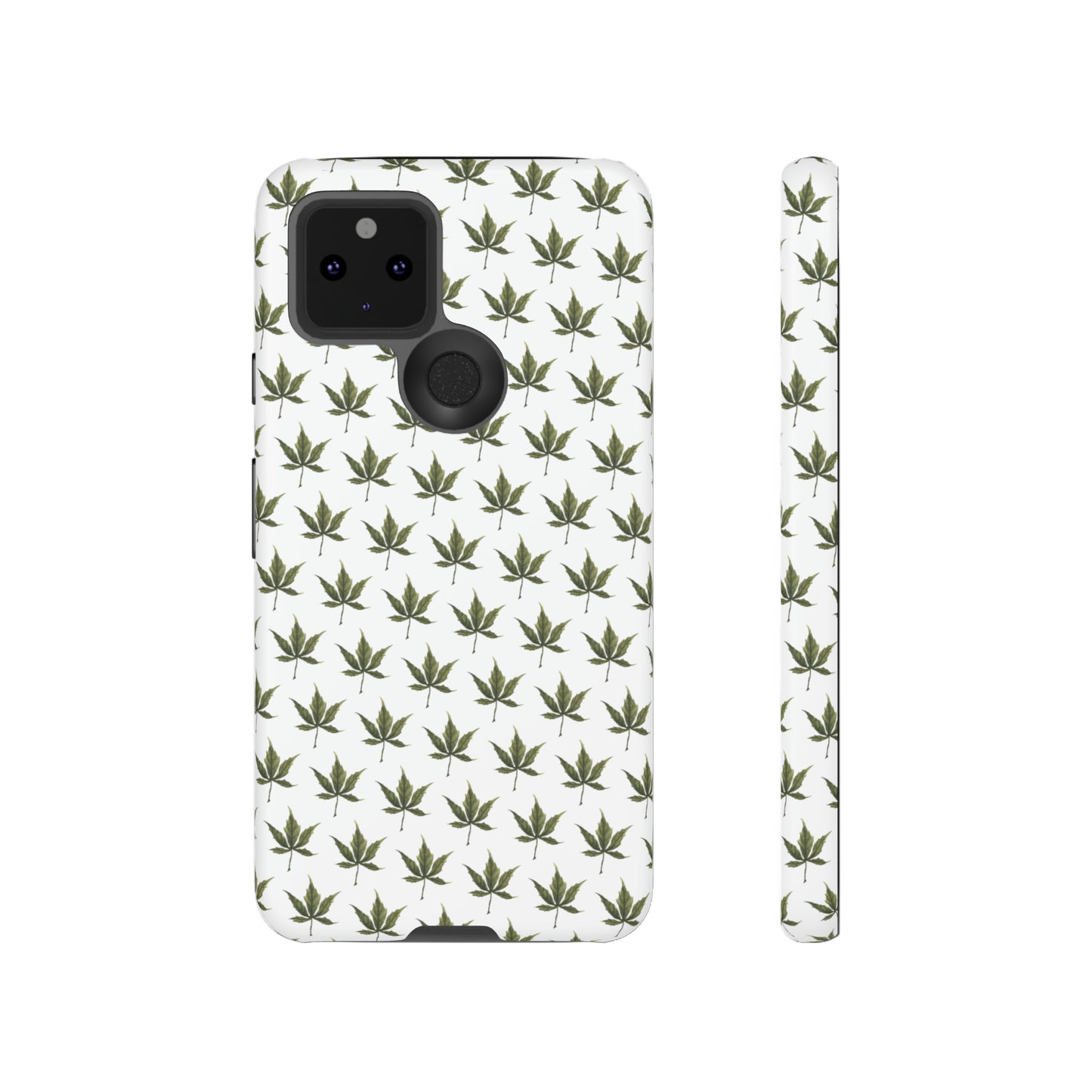 Tough Cell Phone Cases - Mini Cannabis Leaf on White