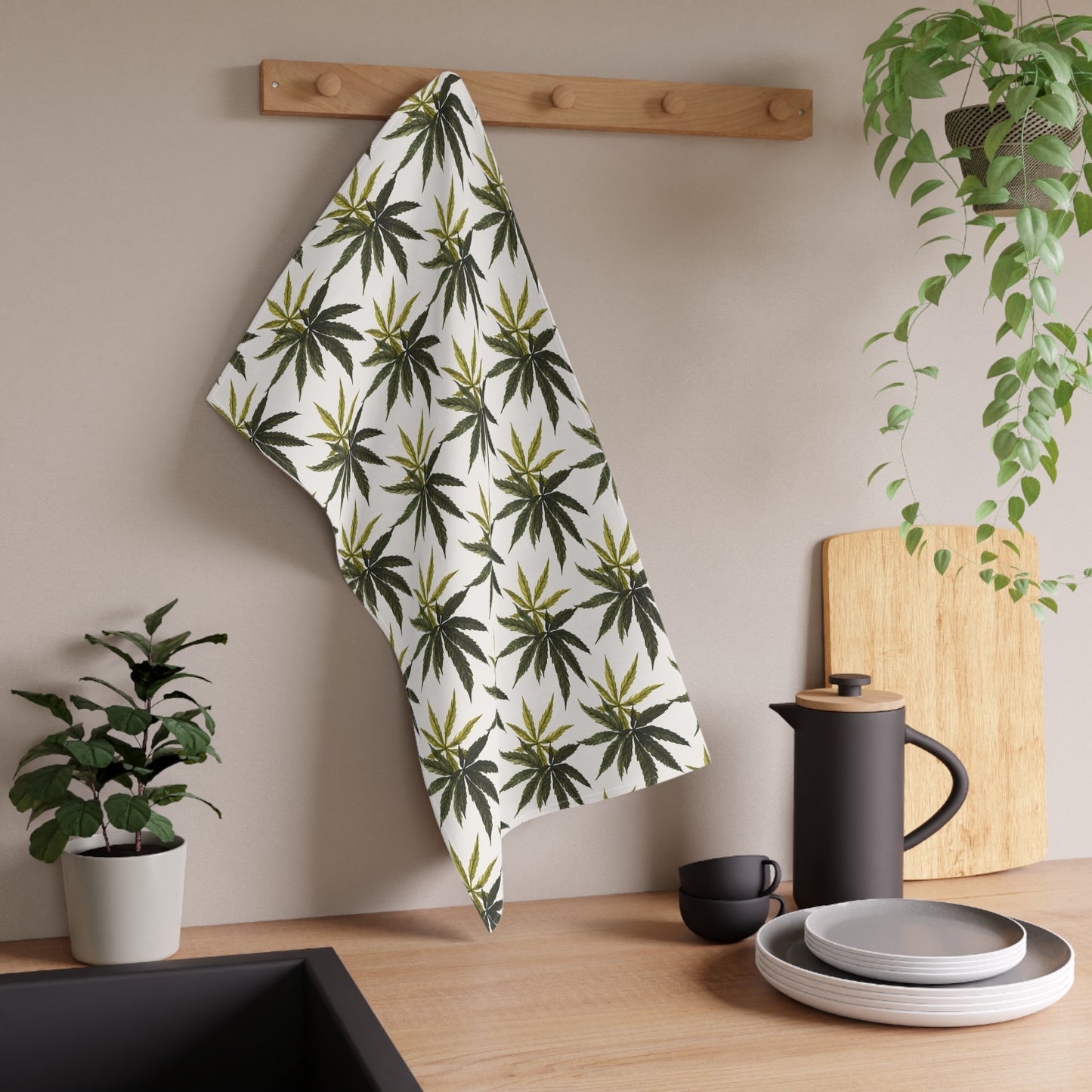 100% Cotton Twill Kitchen Towel - Olive Smoke