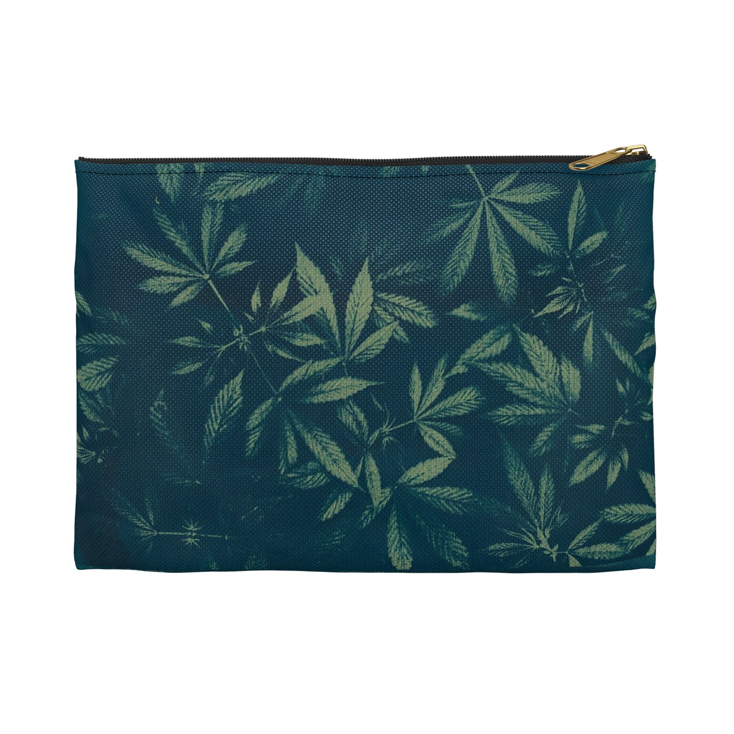 Flat Accessory Pouch - Cyanotype on Olive Print