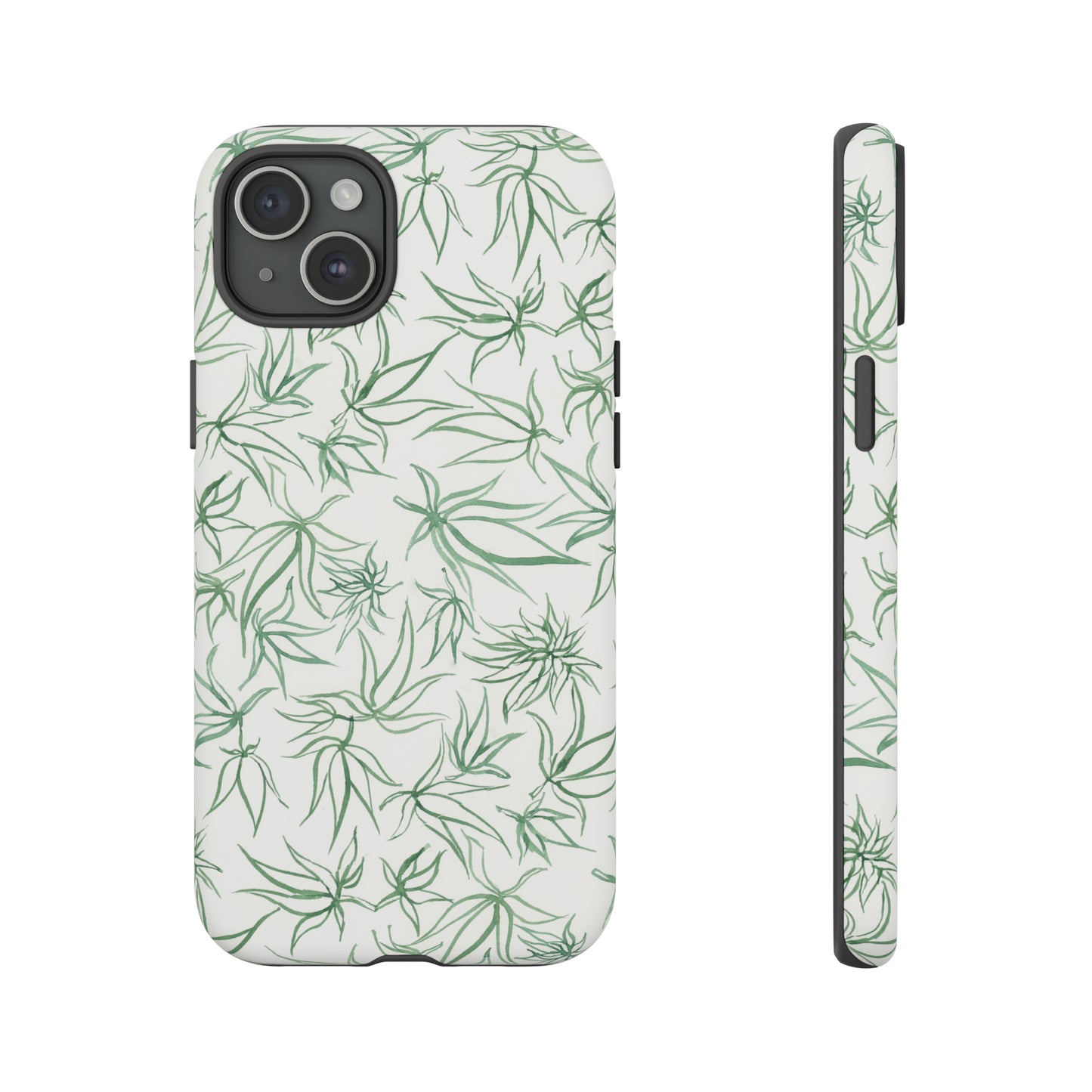 Tough Cell Phone Cases - Cannabis Sketches in Green