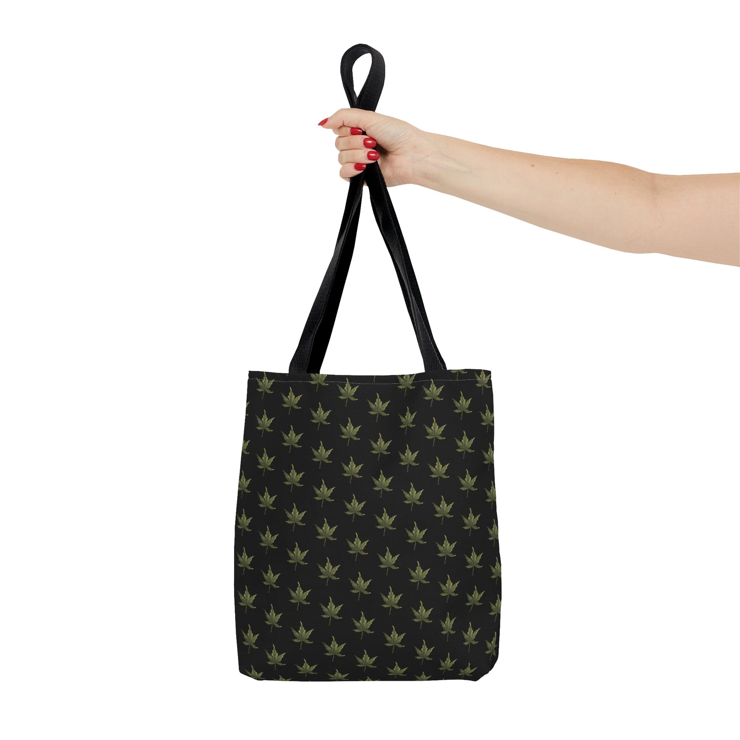 Tote Bag (3 sizes!) - Mini Cannabis Leaf Print on Black