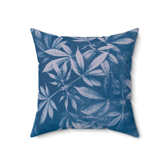 Faux Suede Square Pillow - Cyanotype on Lavender