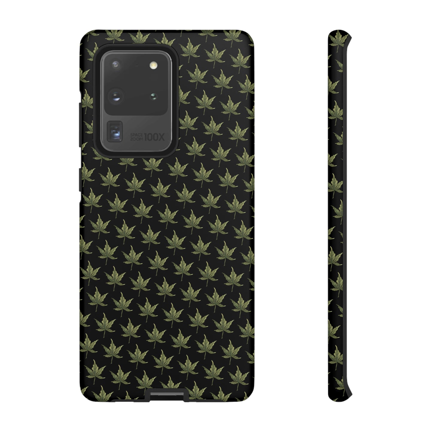 Tough Cell Phone Cases - Mini Cannabis Leaf on Black