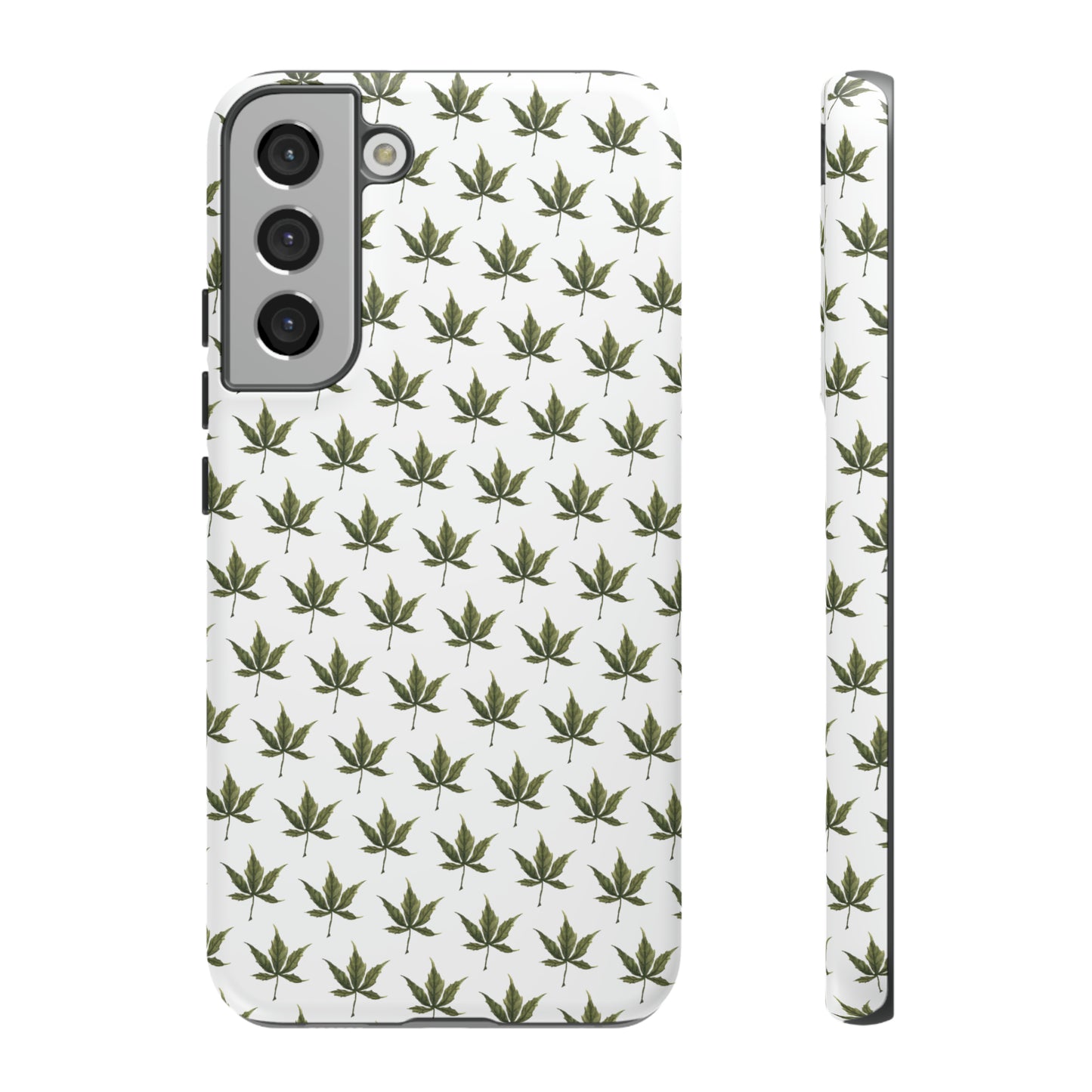 Tough Cell Phone Cases - Mini Cannabis Leaf on White