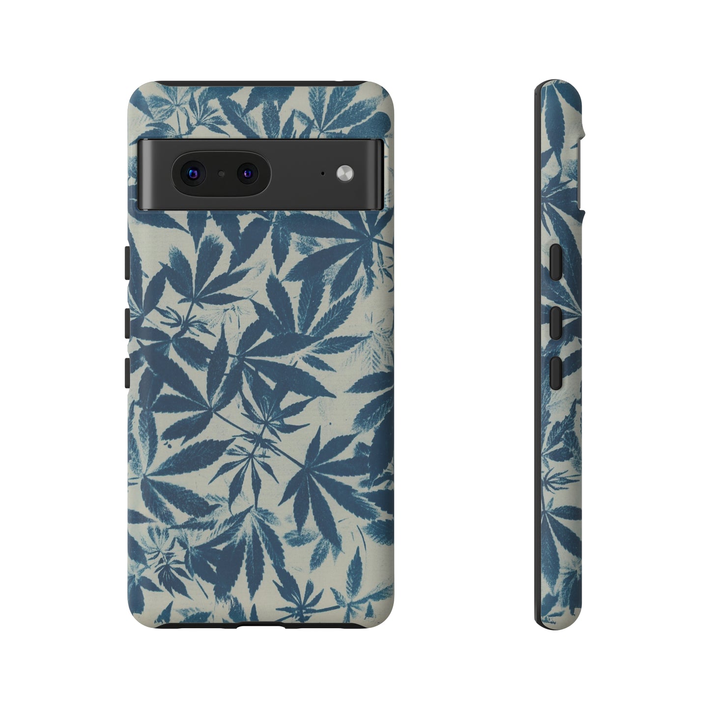 Tough Cell Phone Cases -Cannabis Field Cyanotype on Ivory Print