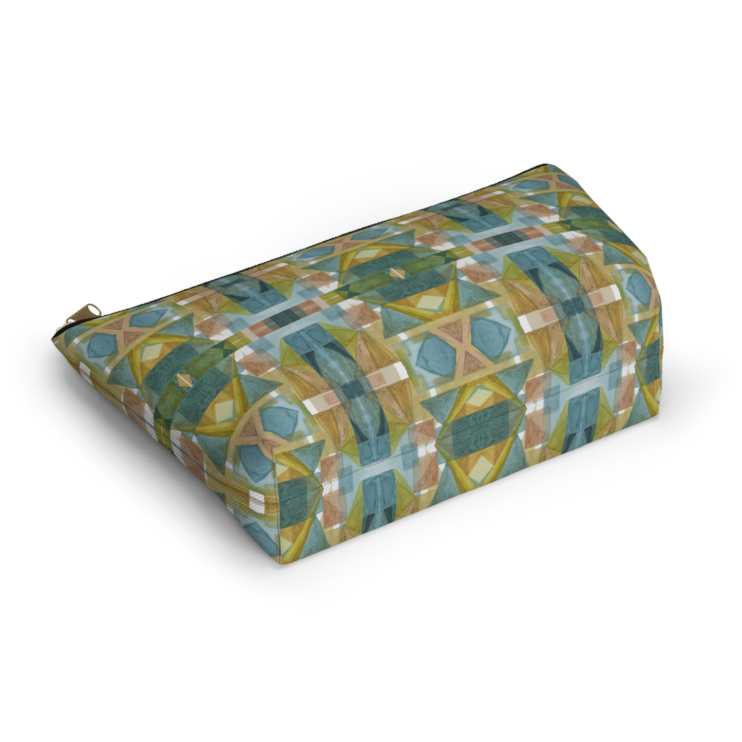 Roomy Accessory Pouch - Painterly Plaid, Cool Colors