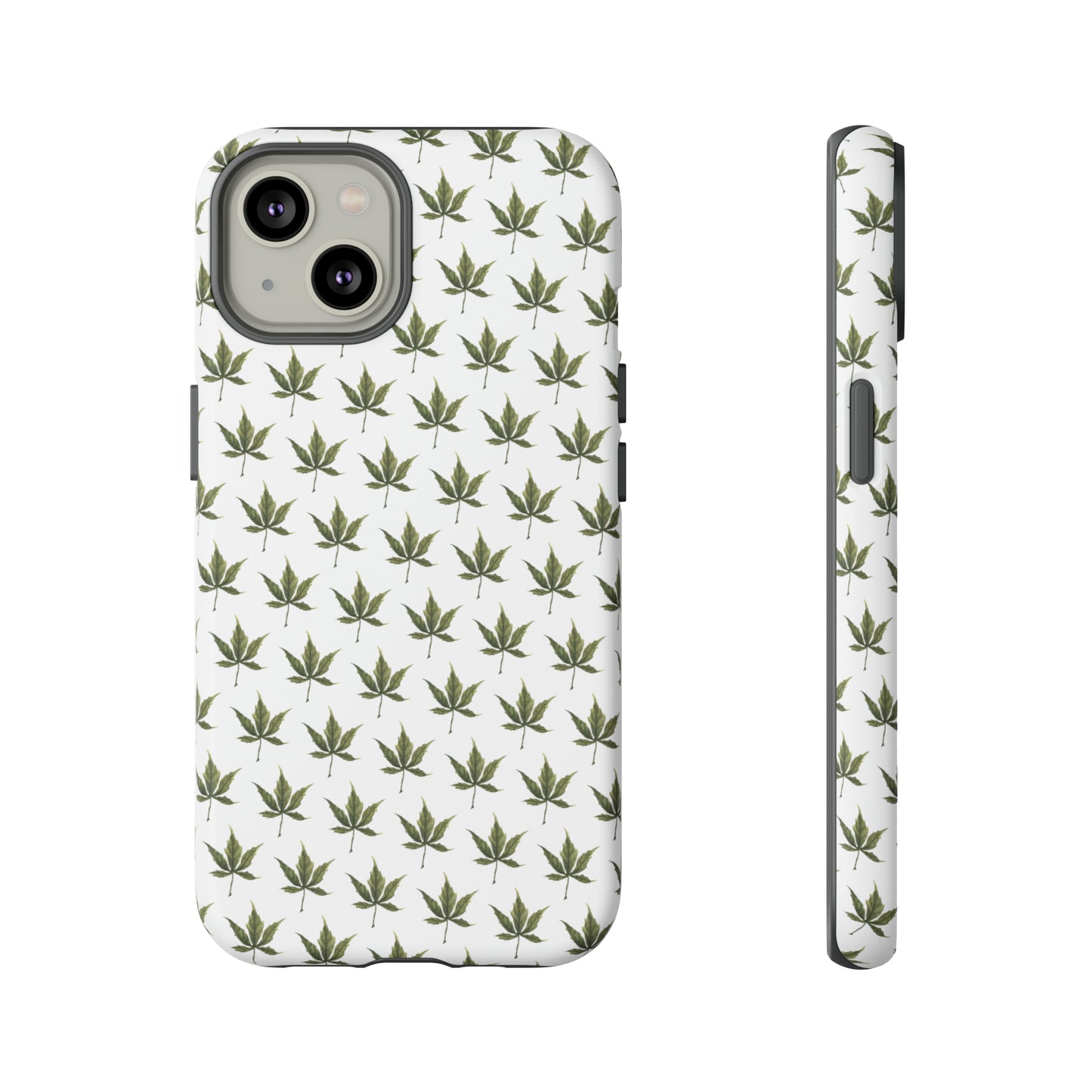 Tough Cell Phone Cases - Mini Cannabis Leaf on White