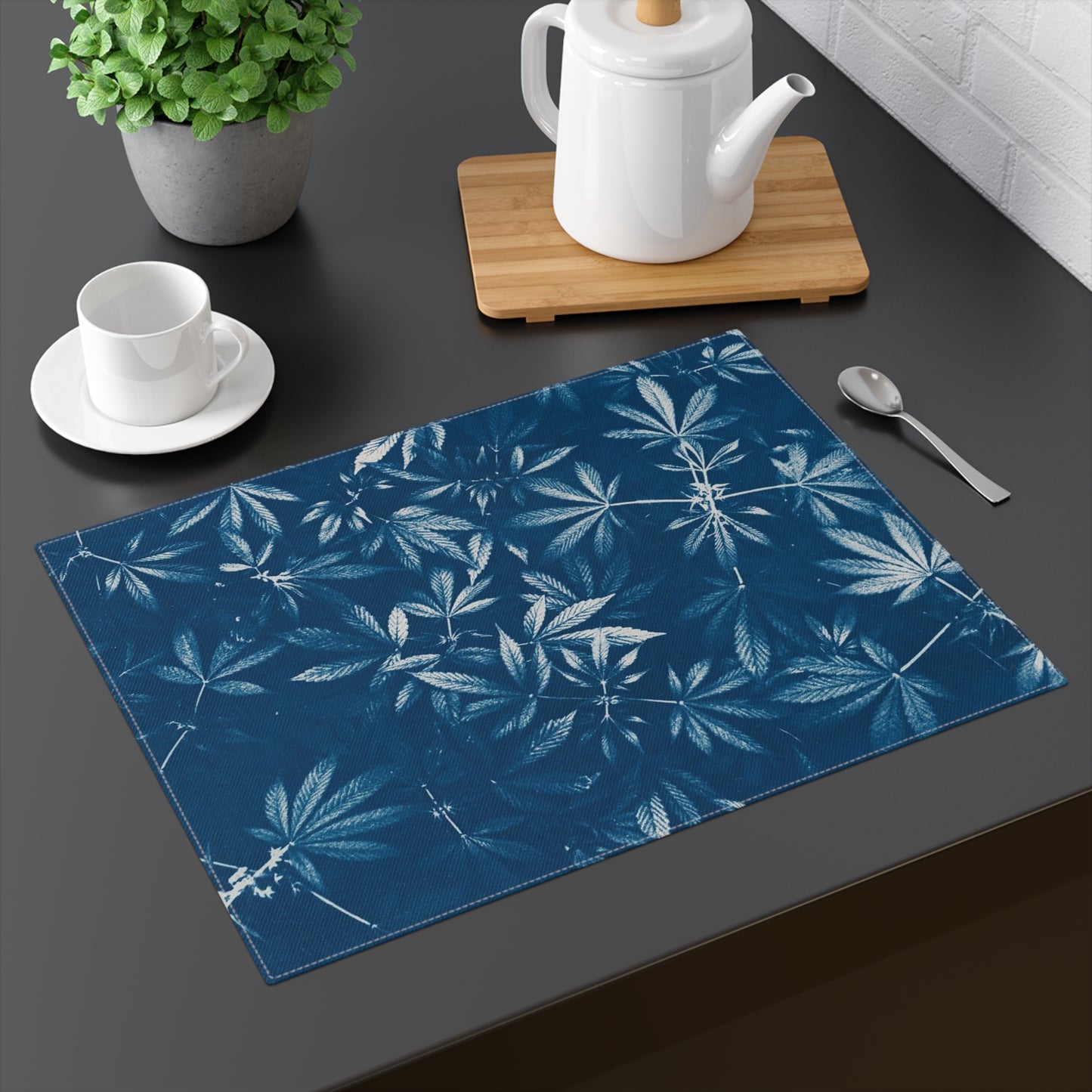 100% Cotton Placemat, 1pc - Cyanotype Print 1