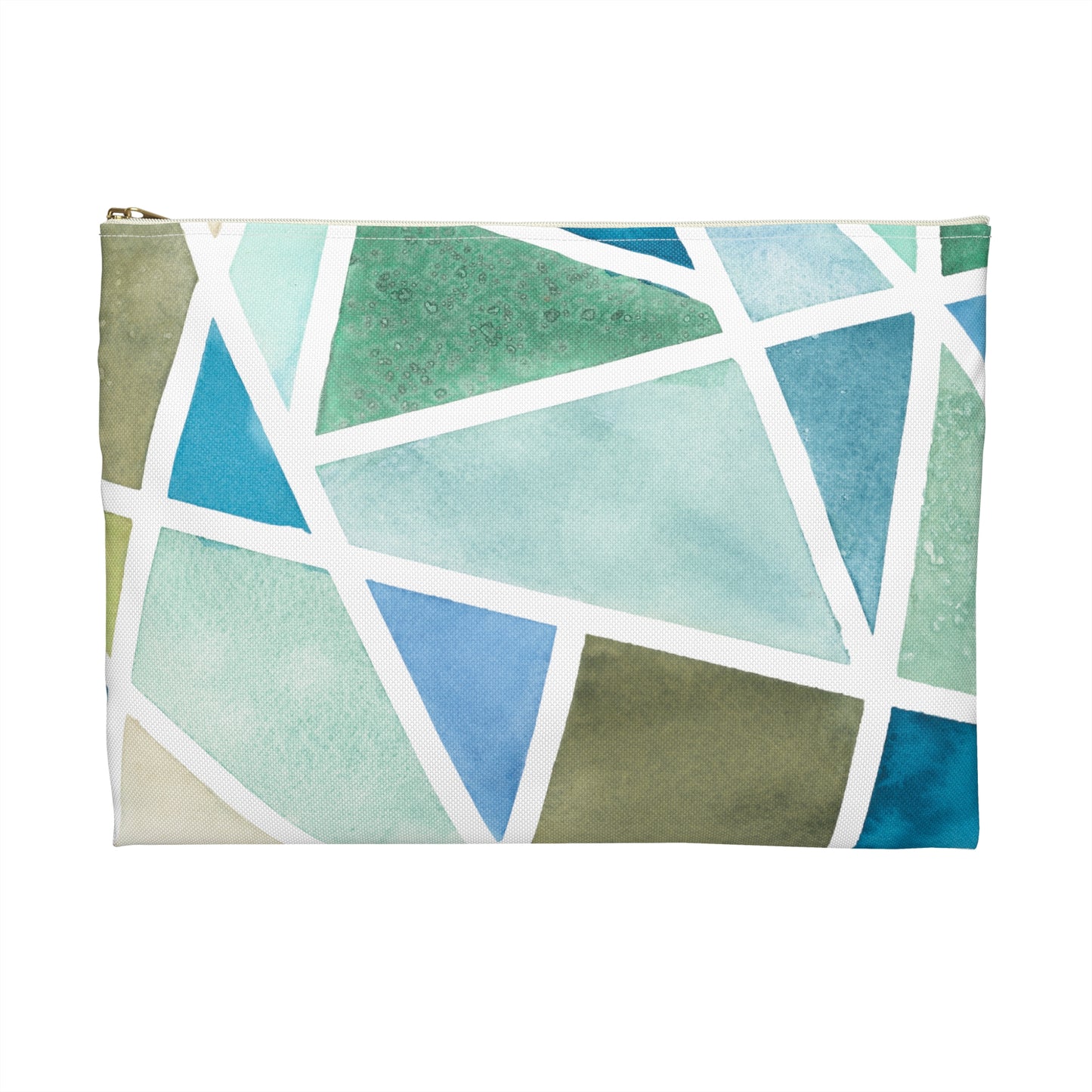 Flat Accessory Pouch - Geo Blues & Greens