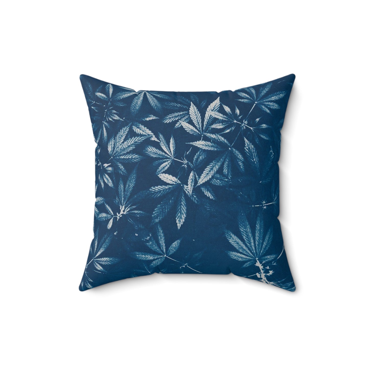 Faux Suede Square Pillow - Cyanotype Print 2