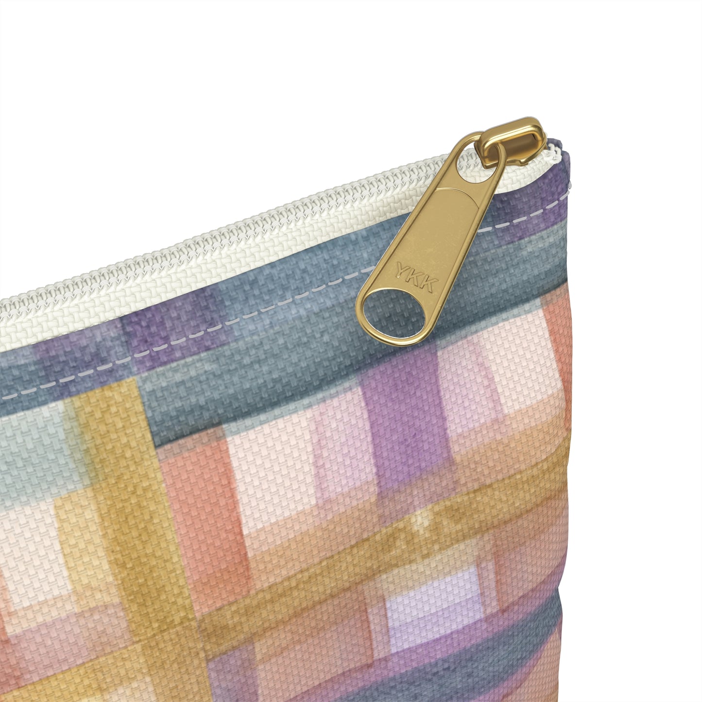 Flat Accessory Pouch - Painterly Plaid, Warm Colors