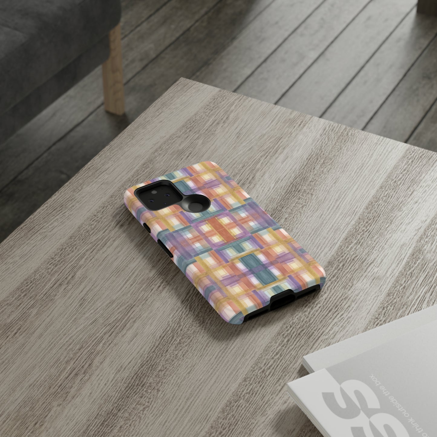 Tough Cell Phone Cases - Painterly Plaid, Warm Colors