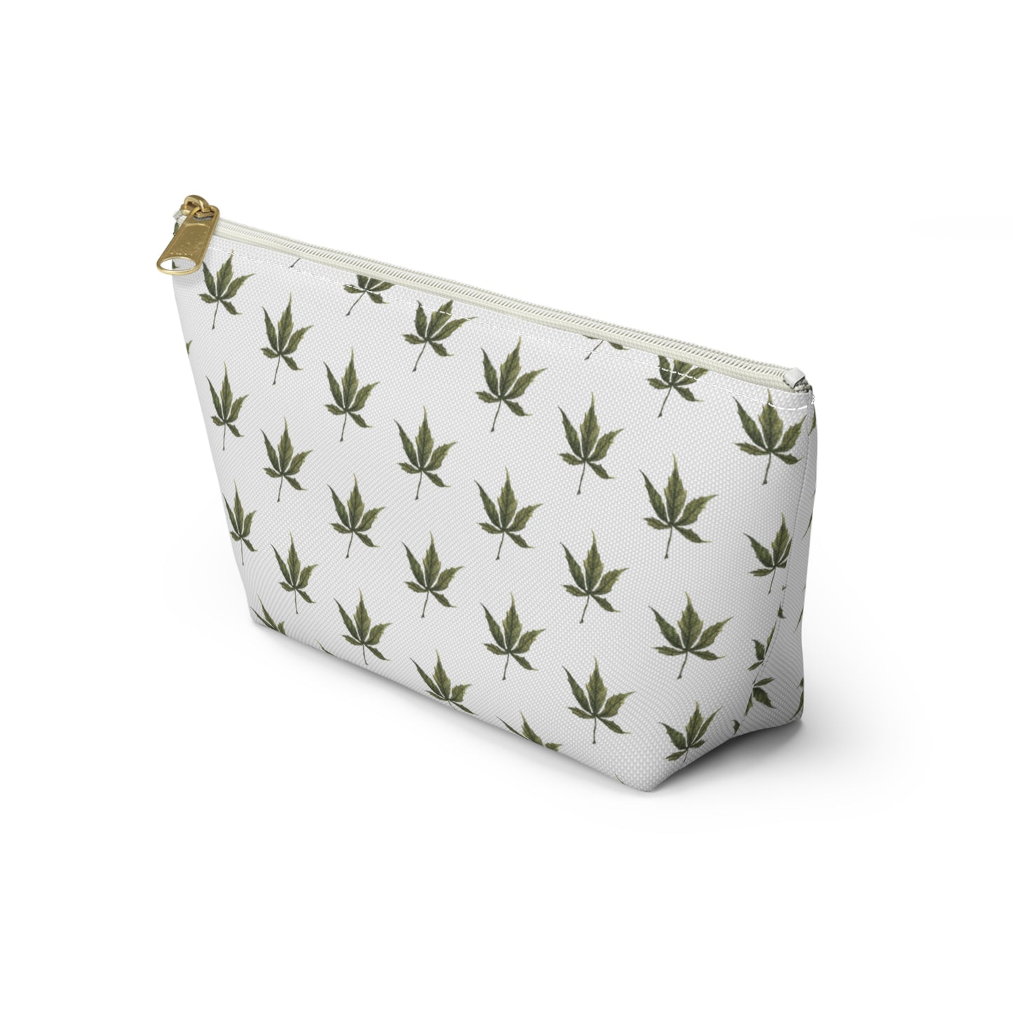 Roomy Accessory Pouch - Mini Cannabis Leaf Print on White