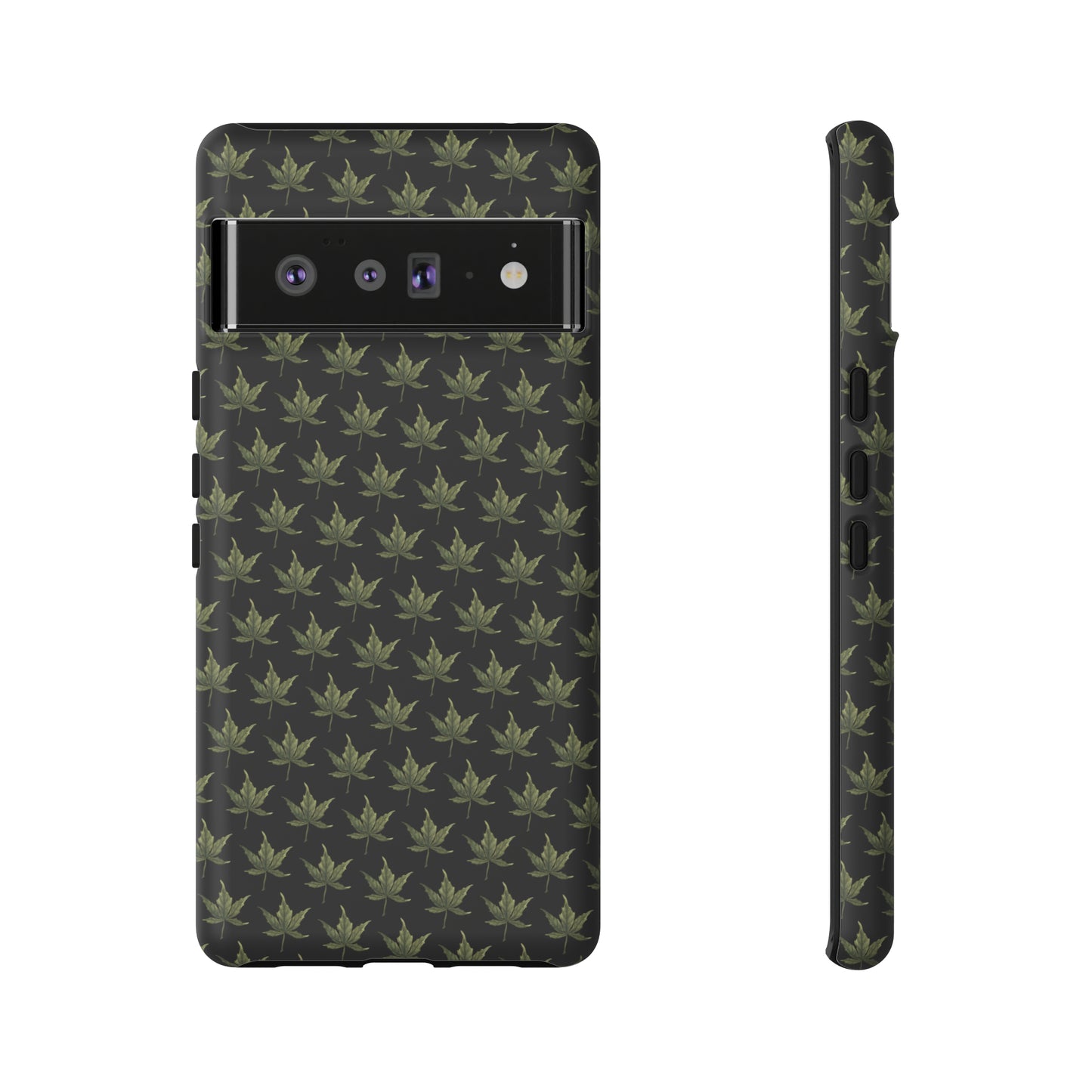 Tough Cell Phone Cases - Mini Cannabis Leaf on Black