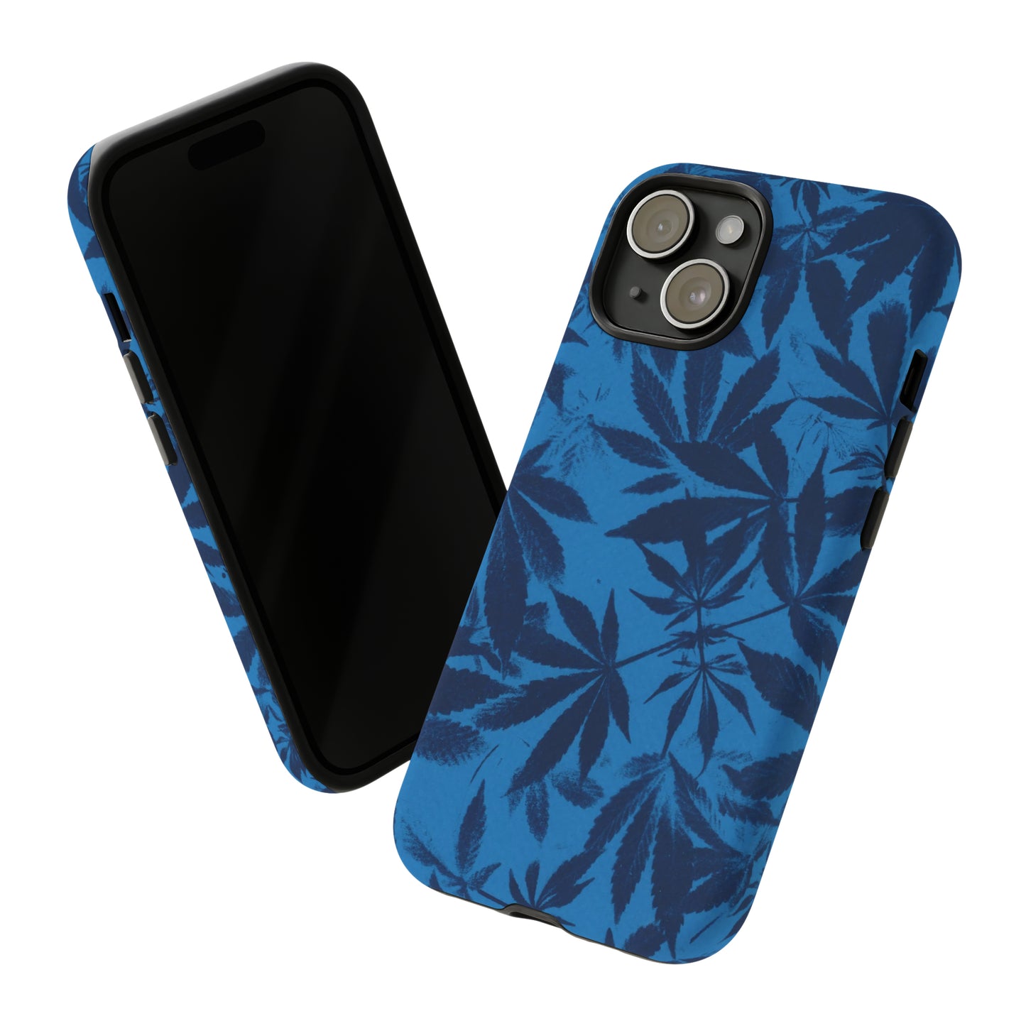 Tough Cell Phone Cases - Cyanotype on Bright Blue Print