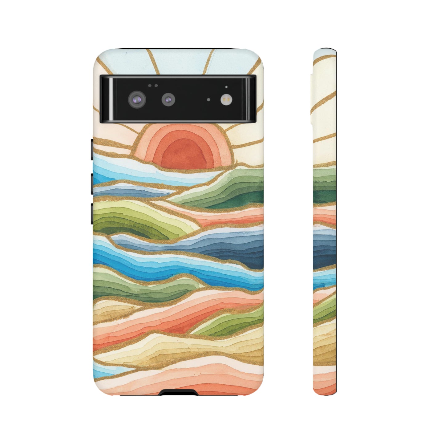 Tough Cell Phone Cases - Red Twilight Landscape