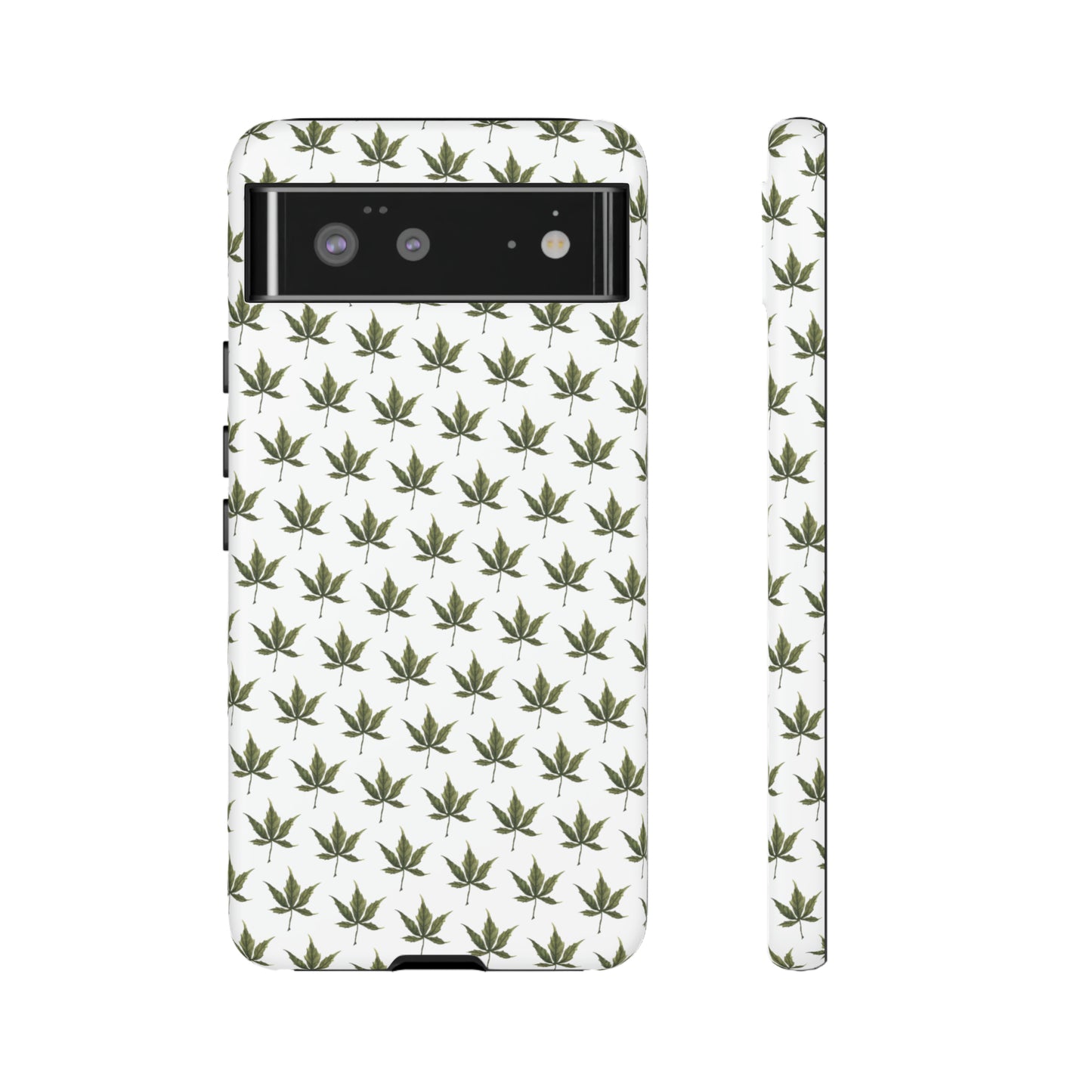 Tough Cell Phone Cases - Mini Cannabis Leaf on White